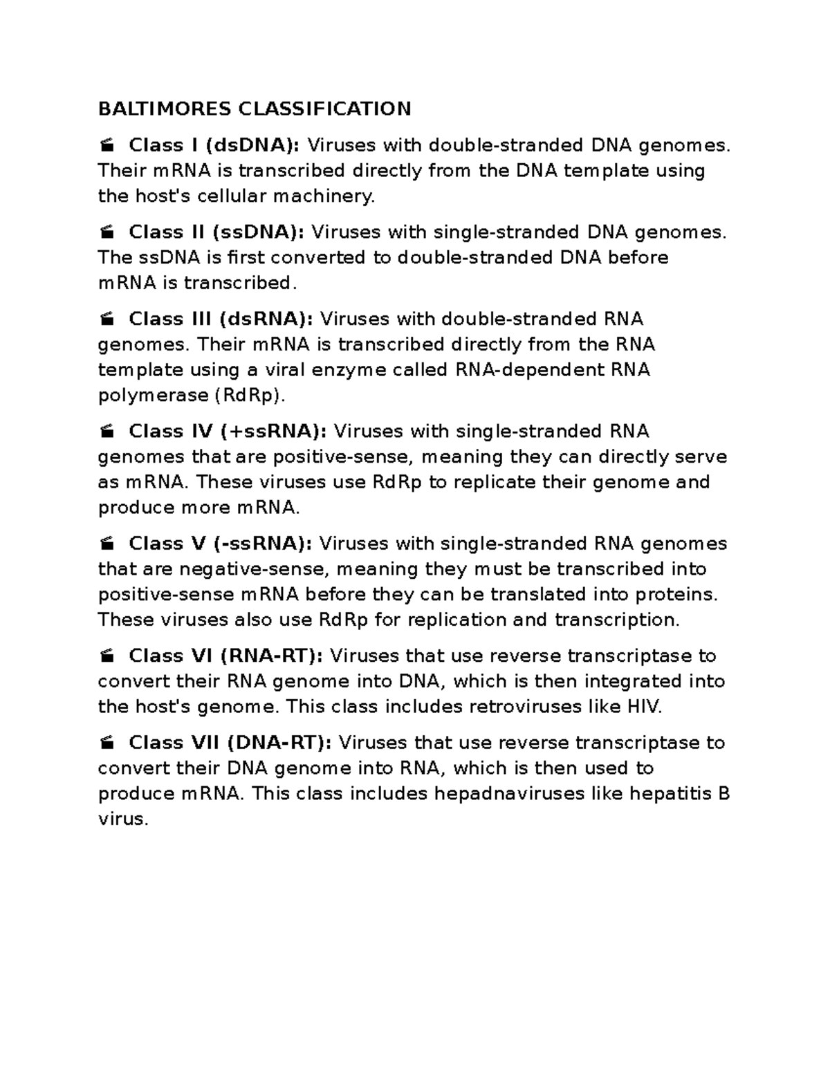 Baltimores Classification - BALTIMORES CLASSIFICATION Class I (dsDNA ...
