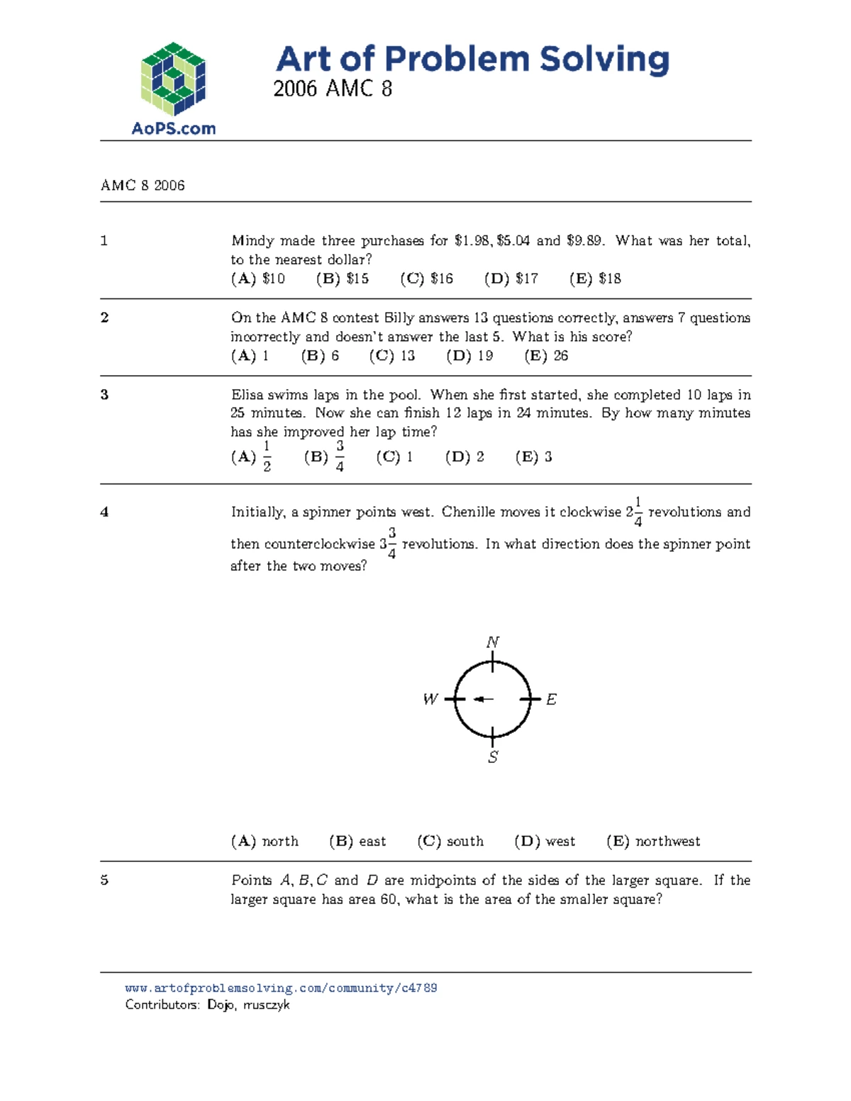 2001 AMC 8 Math Problems and Solutions - Studocu