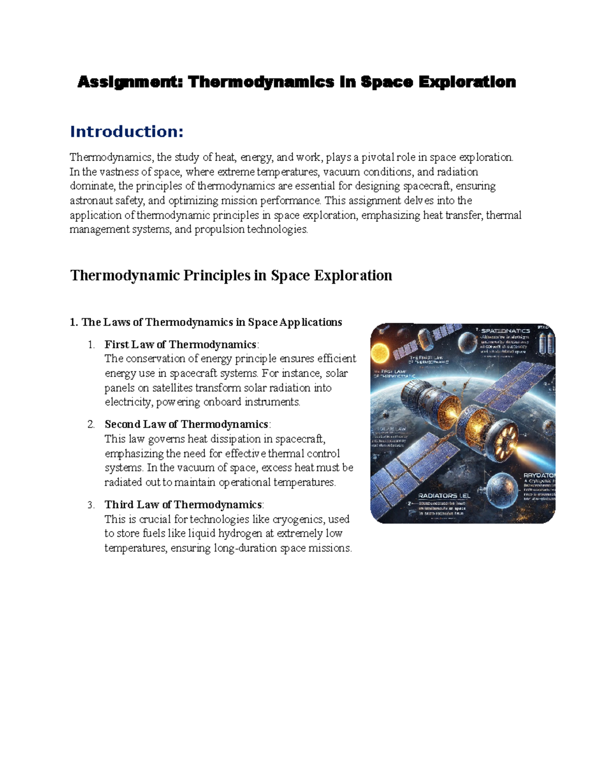 Thermodynamics in Space Exploration: Assignment Insights and ...