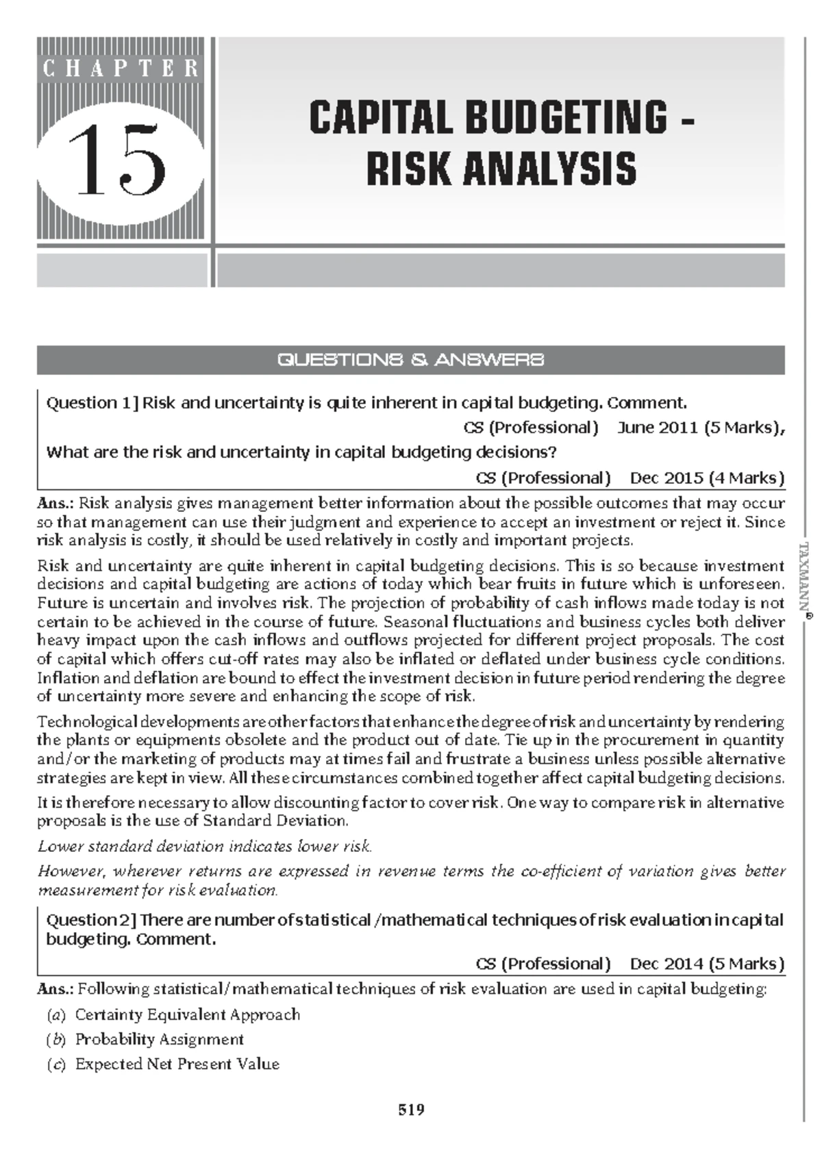 Chapter 12: Cash Flow Estimation & Risk Analysis in Capital Budgeting ...