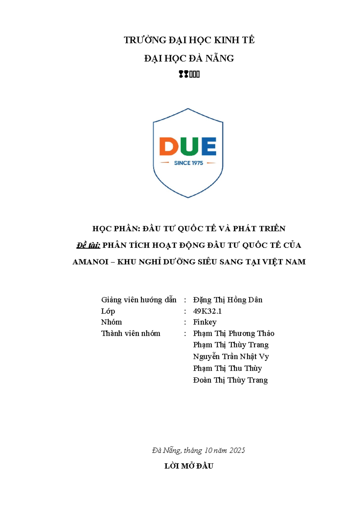 Báo cáo Đầu Tư Quốc Tế: Phân Tích Amanoi Resort 49K32.1 - Document Preview