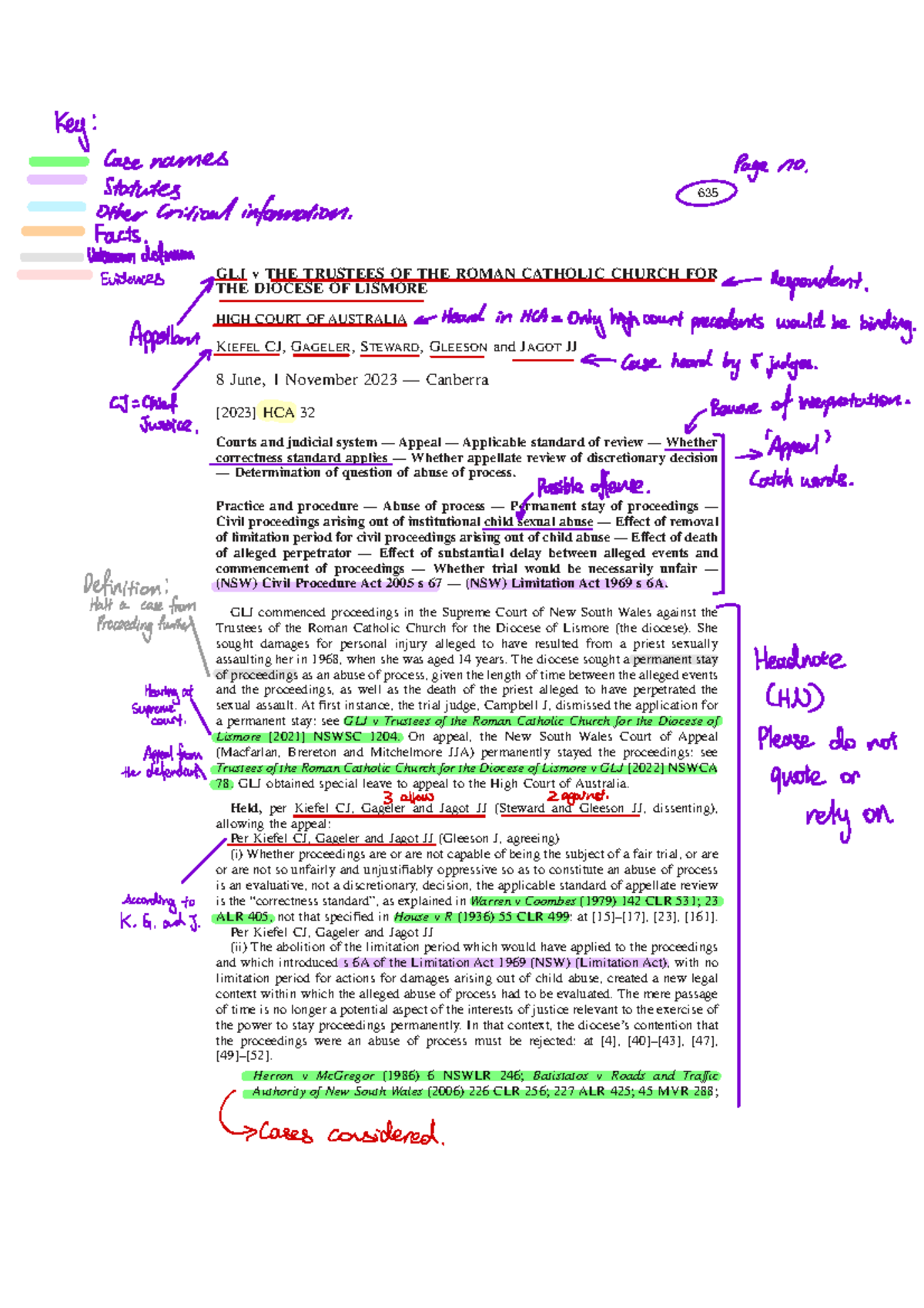 Annotated Case Study: GLJ v Trustees of the Roman Catholic Church (HCA ...