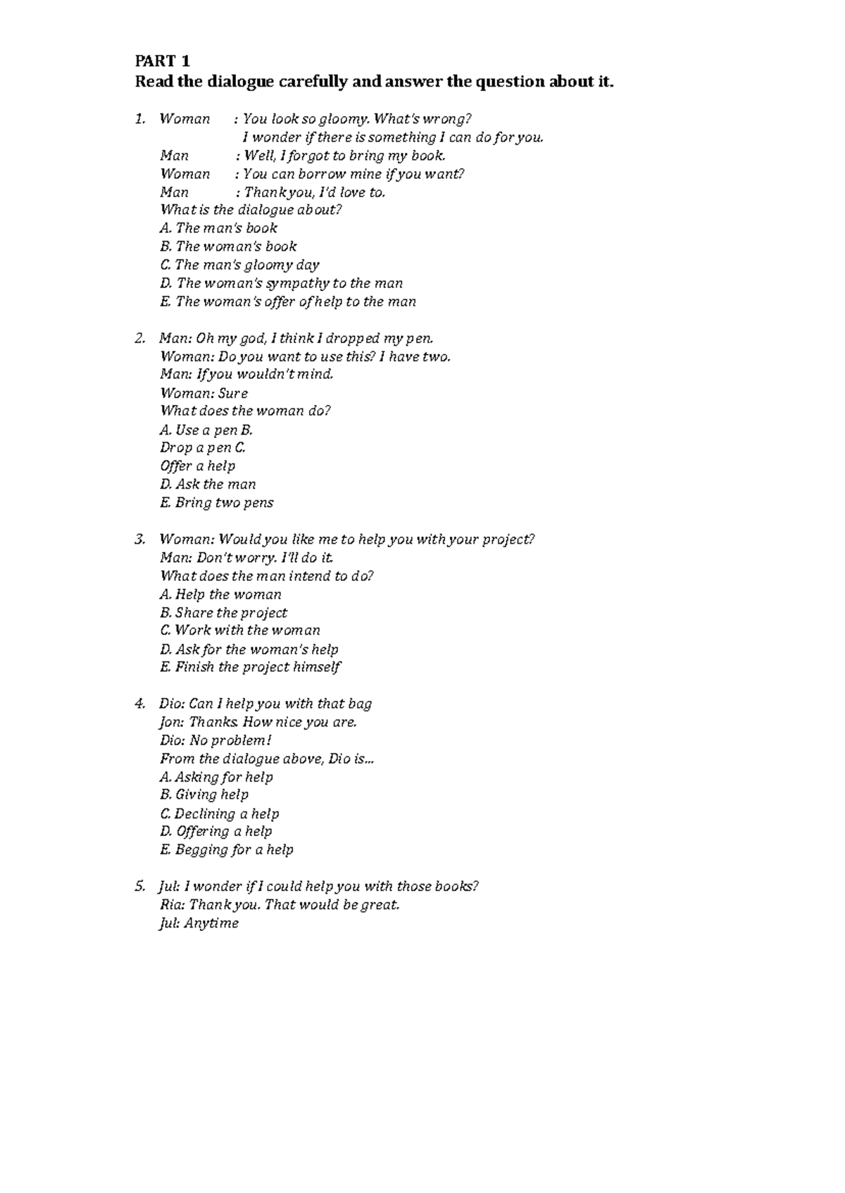 Bahasa Inggris - Sample Questions and CV Examples - Studocu