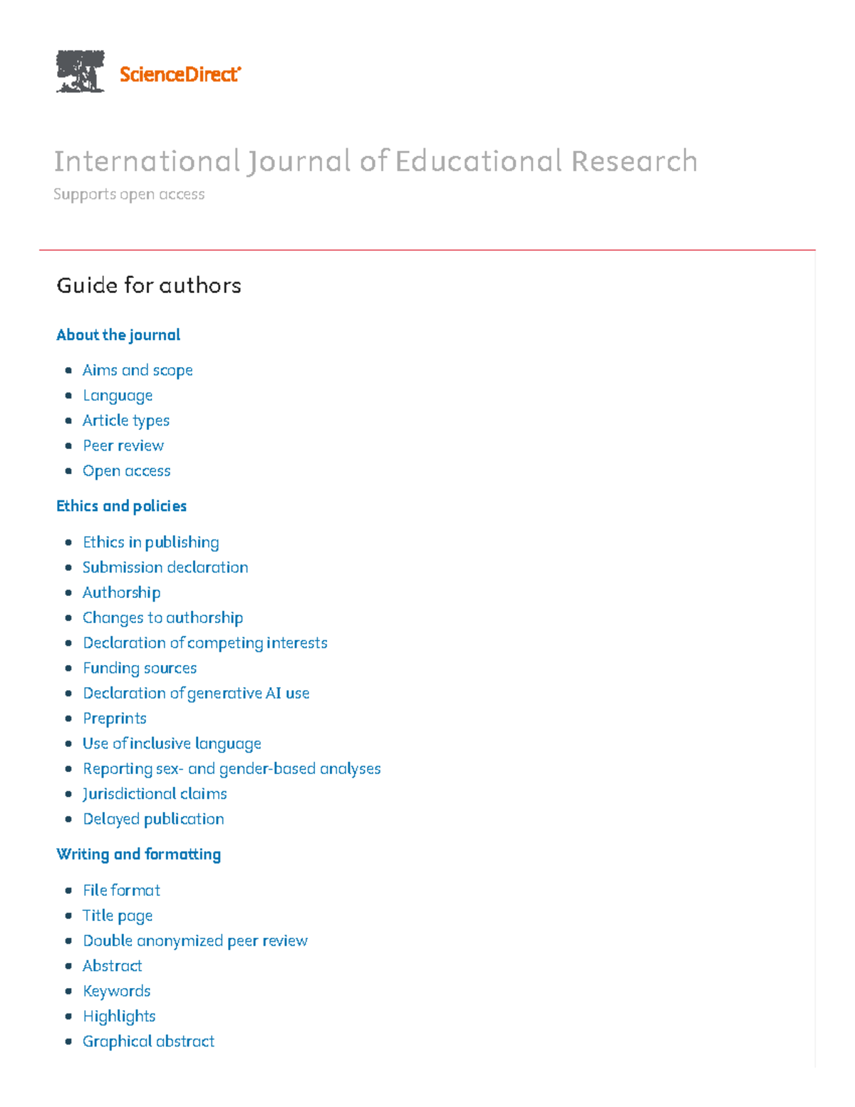 Guide for Authors: International Journal of Educational Research (IJER ...