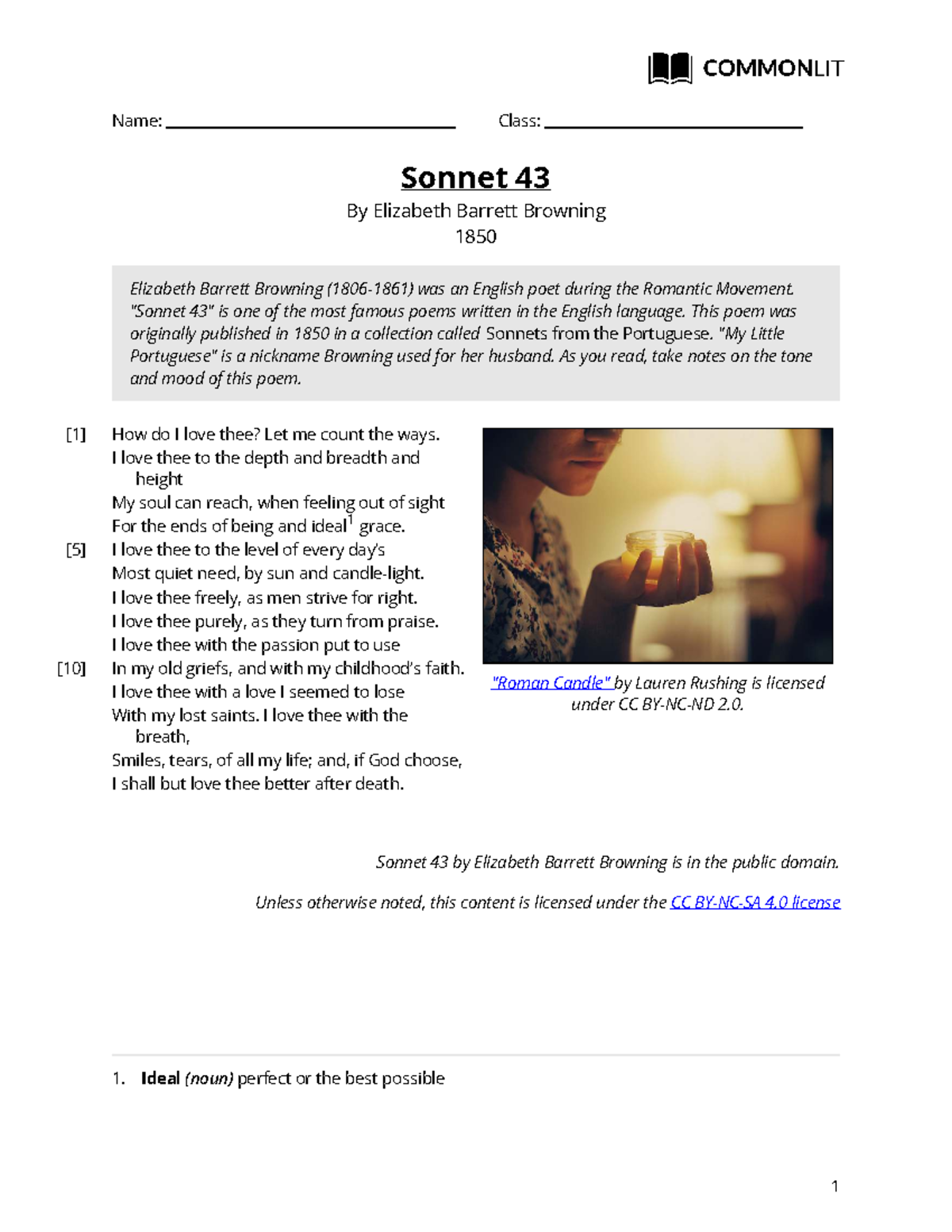 Sonnet 43 Analysis & Discussion Questions - CL - Studocu