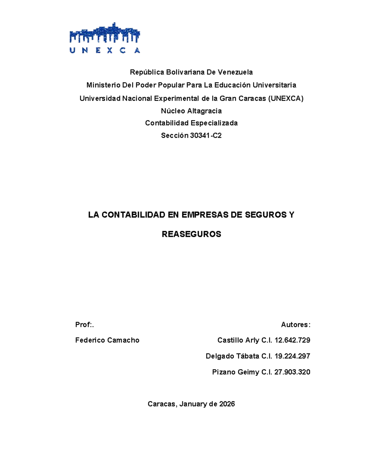 Contabilidad Especializada: Empresas de Seguros y Reaseguros (UNEXCA ...
