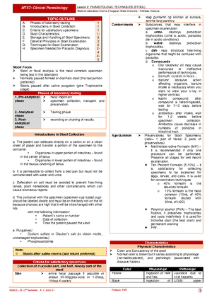 Routine Stool Examination - ROUTINE STOOL EXAMINATION STOOL EXAMINATION ...