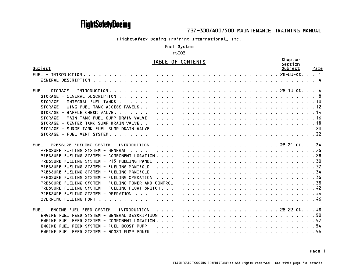 ATA 28 - Fuel System Overview for Boeing 737-300/400/500 Maintenance - Document Preview