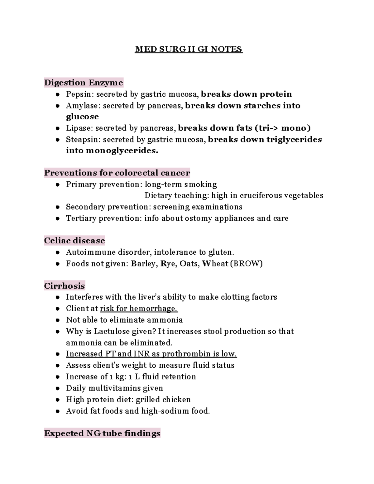 GI Med Surg II Notes - ATI Rationales on Key Topics and Interventions ...