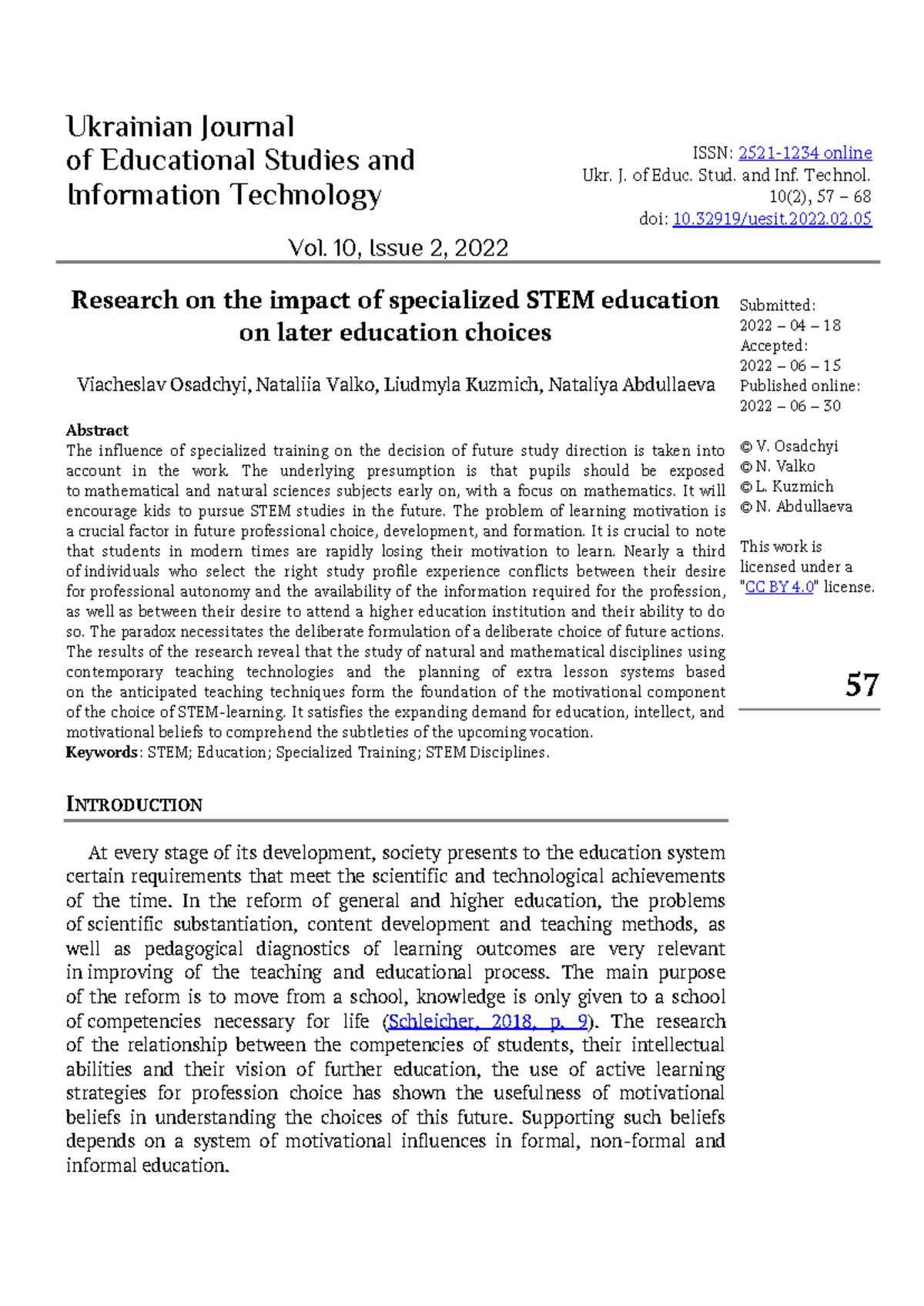 Research on the Impact of Specialized STEM Education on Future Choices ...