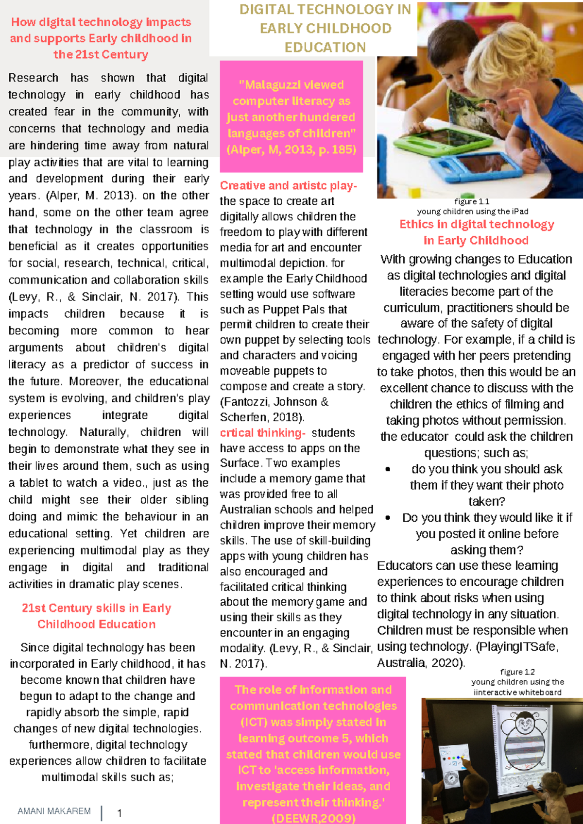 EDU10006 AT2: The Role of Digital Technology in Early Childhood ...