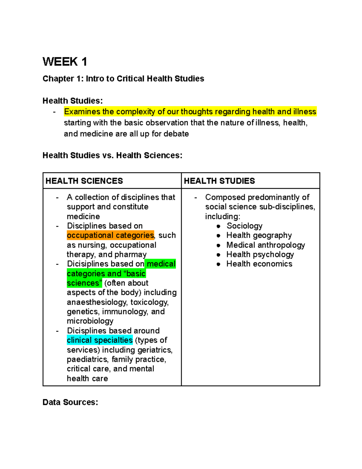 Health and Society: Weekly Breakdown from Weeks 1 to 14 - Studocu