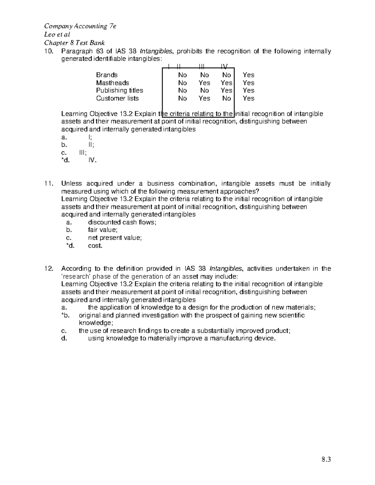 Company Accounting 7e Leo et al Chapter 8 Test Bank Insights - Studocu