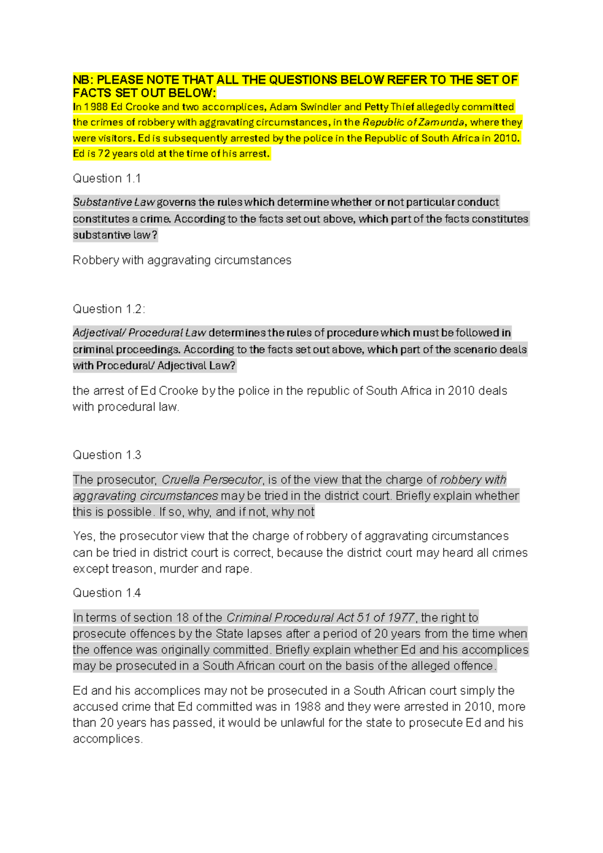 CPR3701: Criminal Procedure Law Exam Prep Notes - Studocu