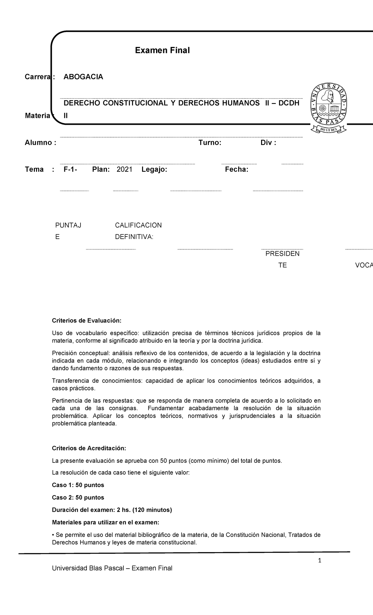 ABG-2021-D Final Exam: Derecho Constitucional y DDHH II - DCDH - Studocu