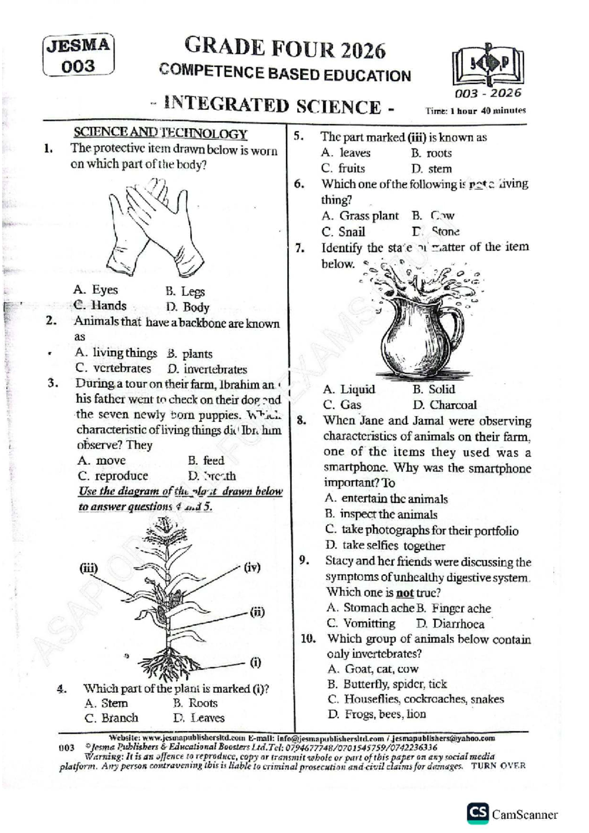 GRADE 4 003 Integrated Science Study Guide 2026 - Studocu