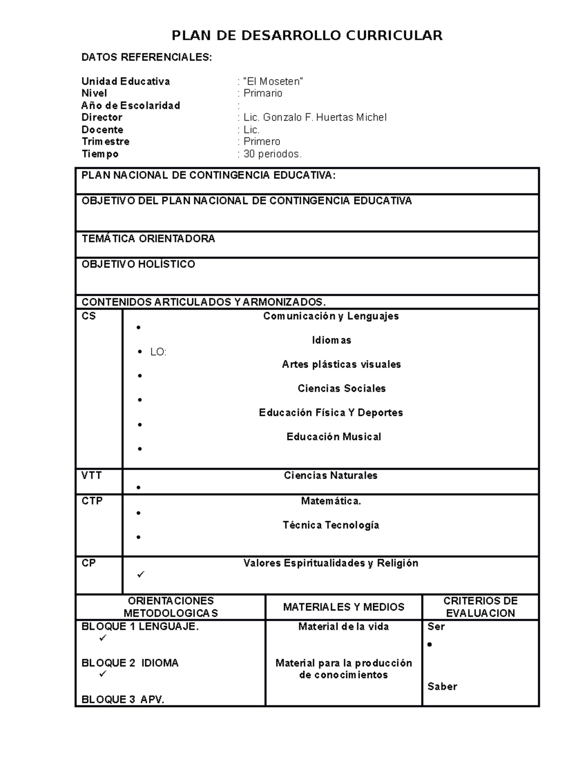 Modelo PDC primaria - Teoria - PLAN DE DESARROLLO CURRICULAR DATOS ...