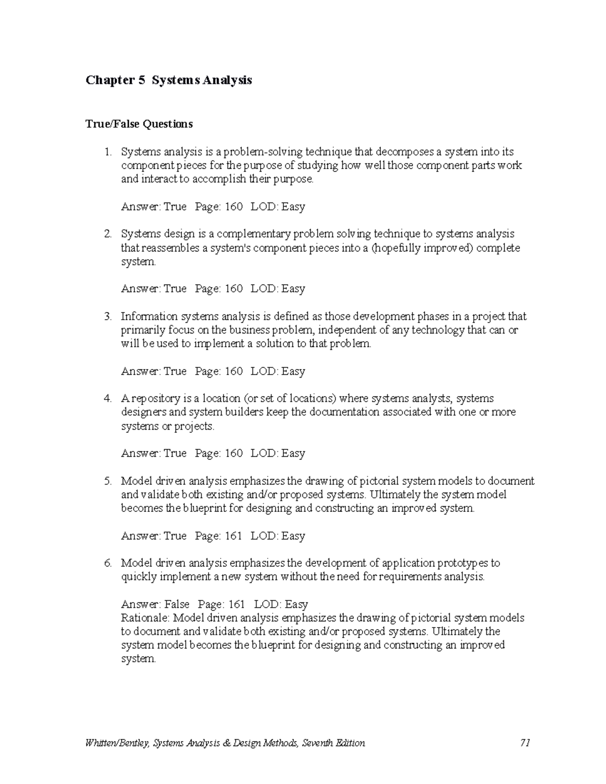 TEST BANK - Chapter 5 - True/False Questions Overview - Studocu