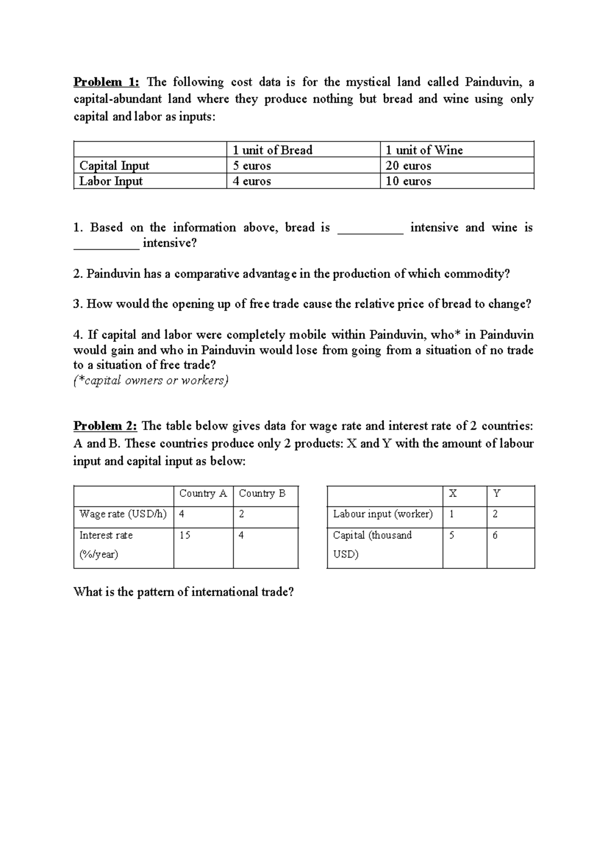 Exercises for Chapter 3: Comparative Advantage & Production Analysis ...