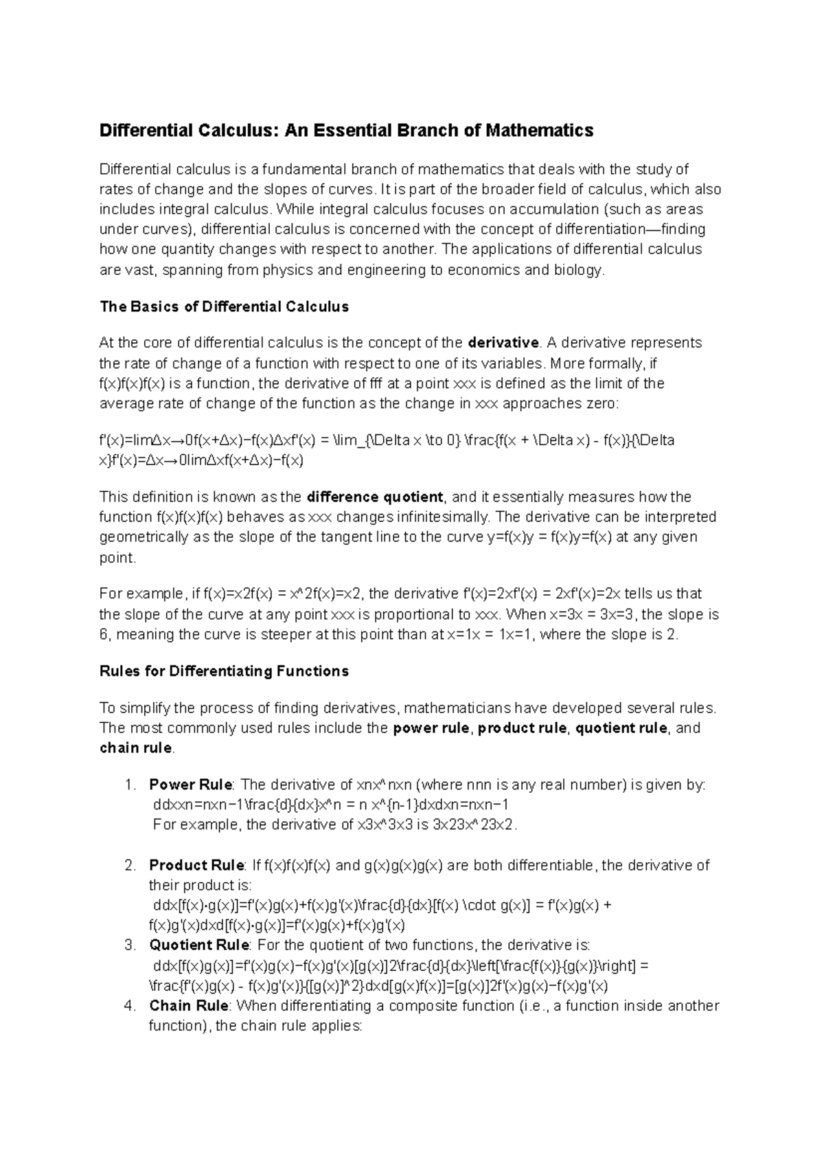 Calculus 2: Understanding Differential Calculus and Its Applications ...
