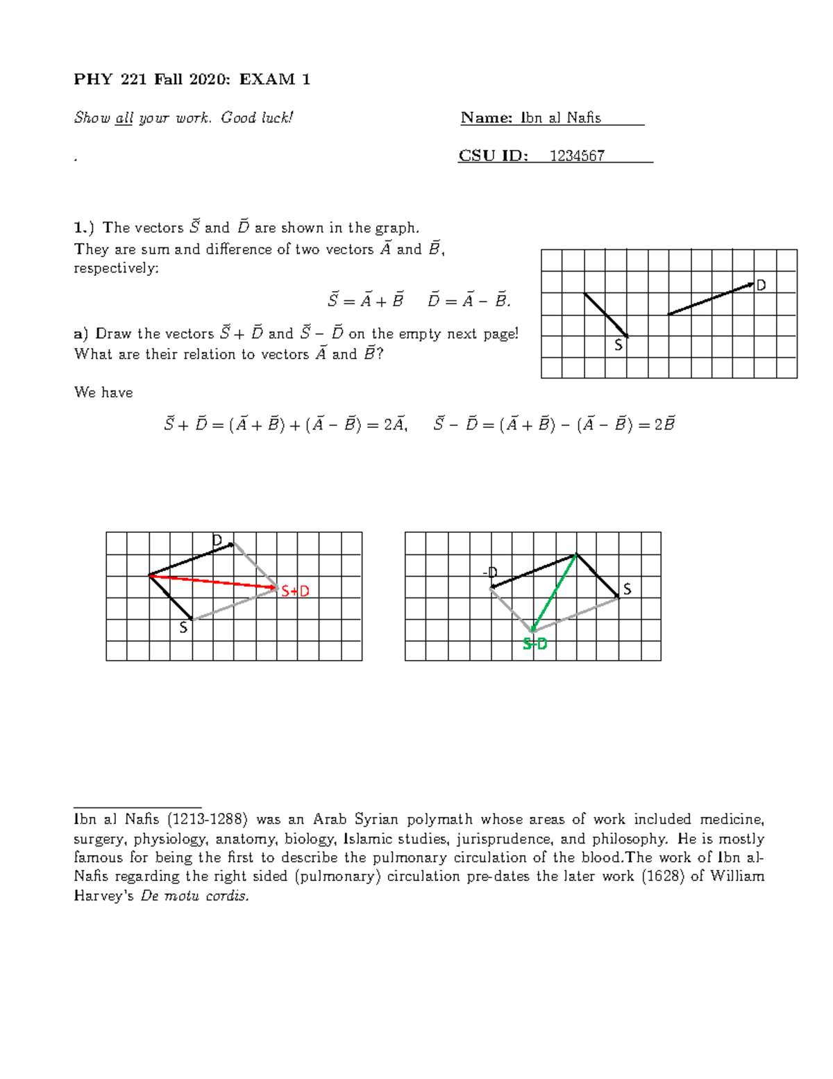 PHY 221 Fall 2020: Exam 1 Solutions with Detailed Work - Studocu