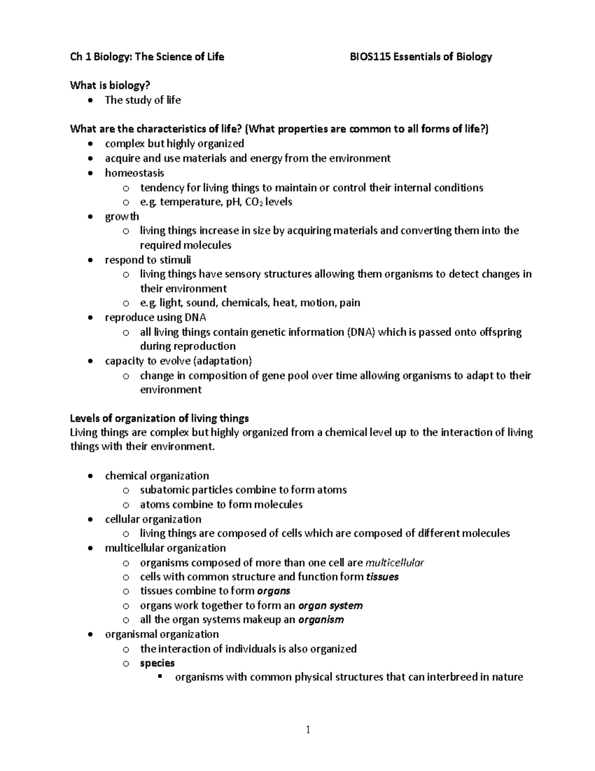 BIOS115 Final Exam Study Guide: Essentials of Biology Overview - Studocu