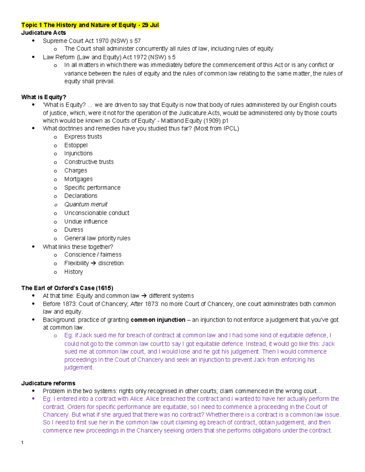 LAWS2015 Final Exam Notes: Understanding Equity and Estoppel Concepts ...