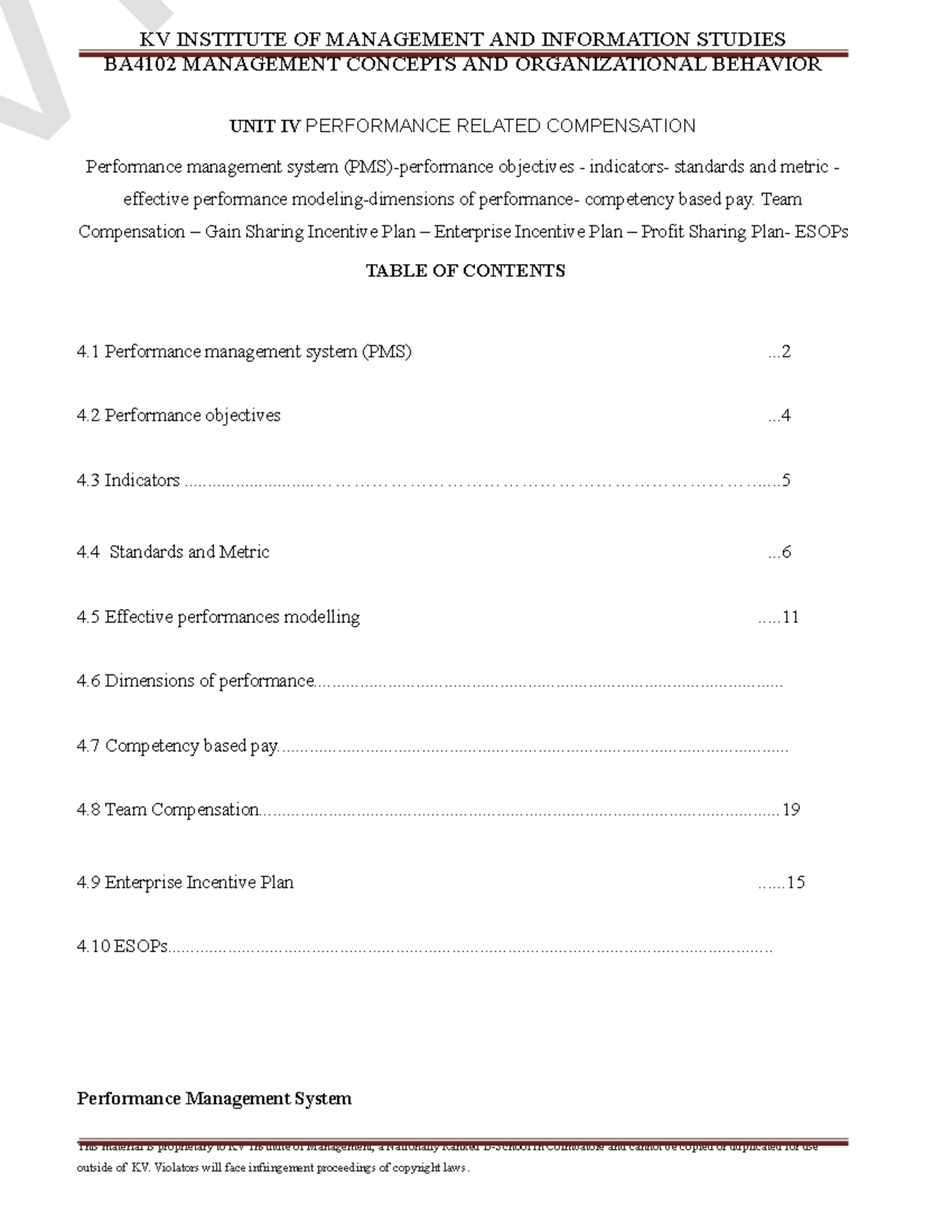 Unit IV -RACM - I hope it is useful for you - I BA4102 MANAGEMENT ...