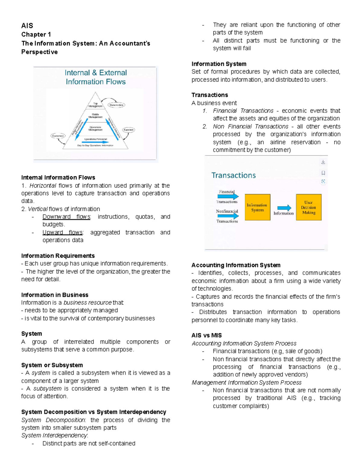 AIS Midterm Review: Understanding Information Systems and Controls ...