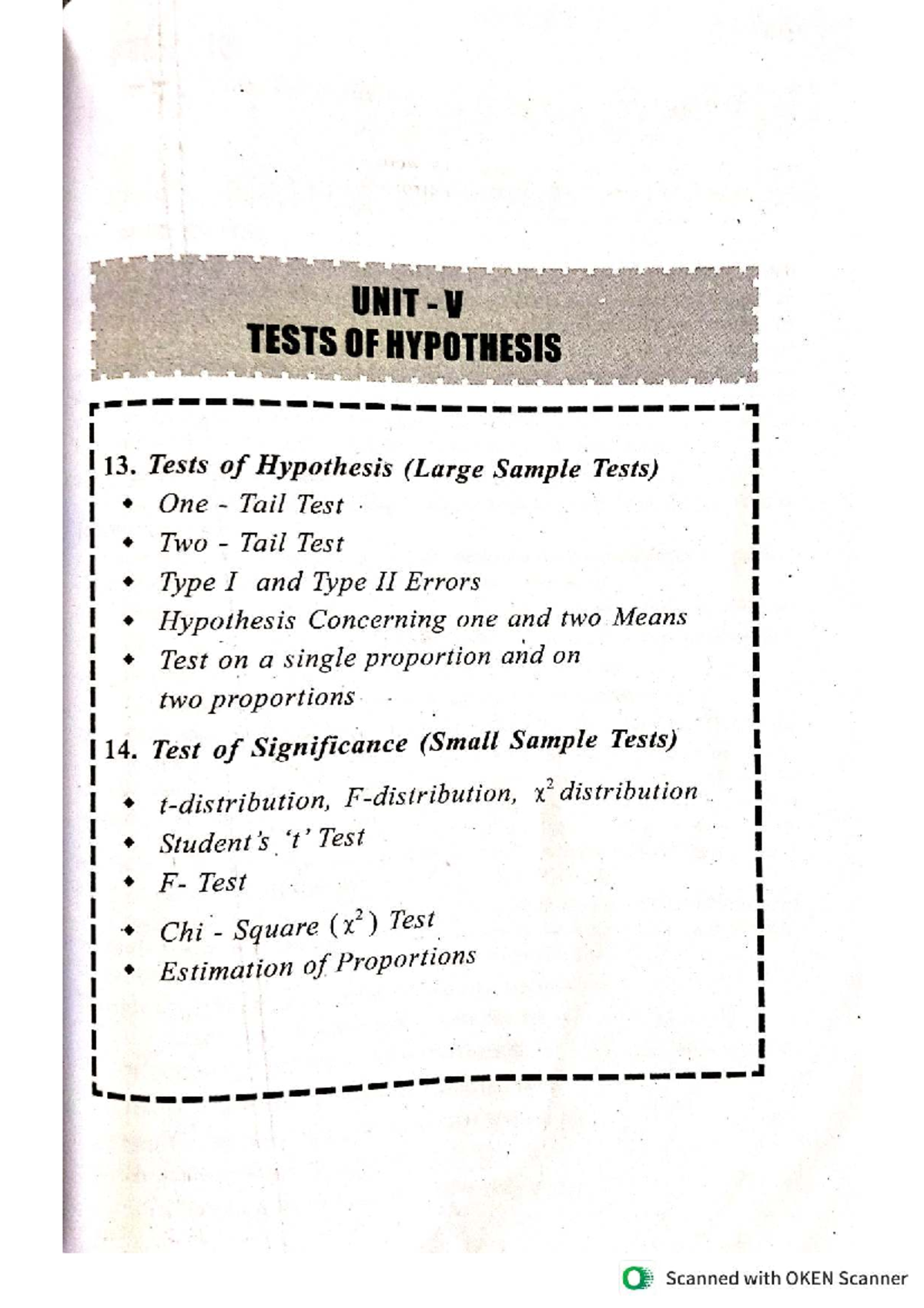 Unit-V Chapter-1: Test of Hypothesis (Large Sample Tests) - Studocu
