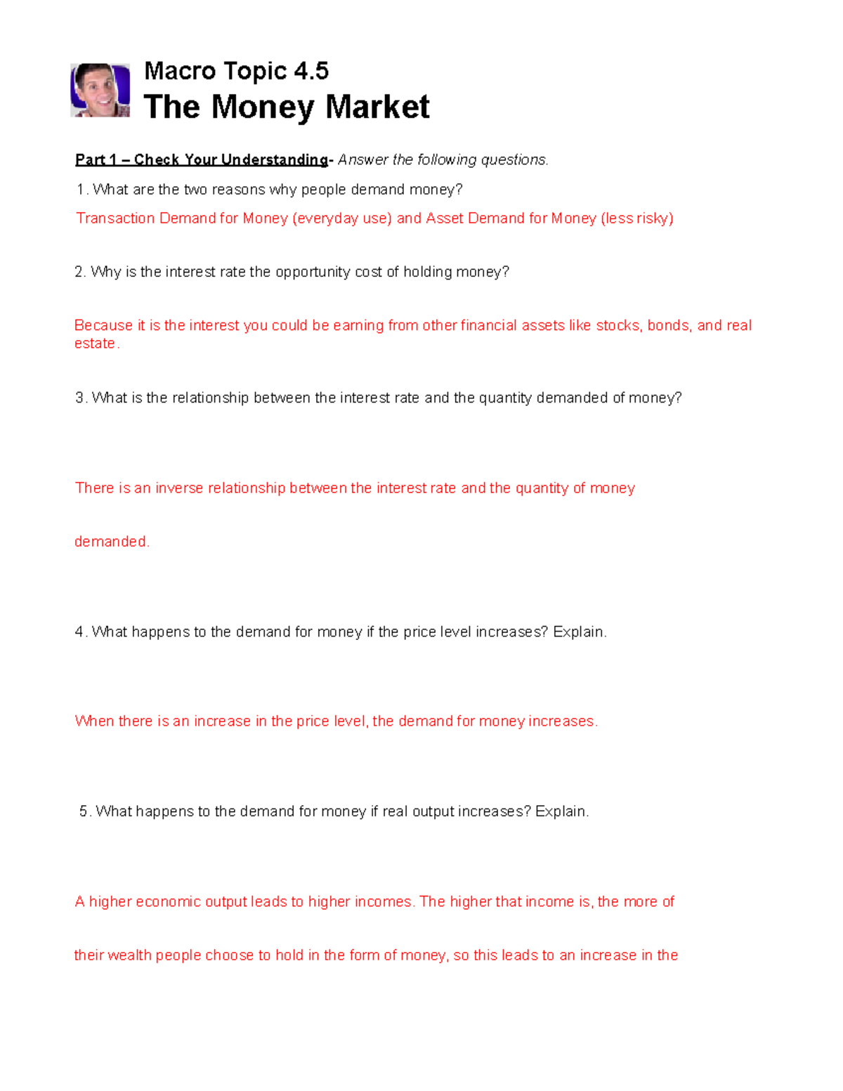 Macro Topic 4.5 - Understanding the Money Market Dynamics - Studocu