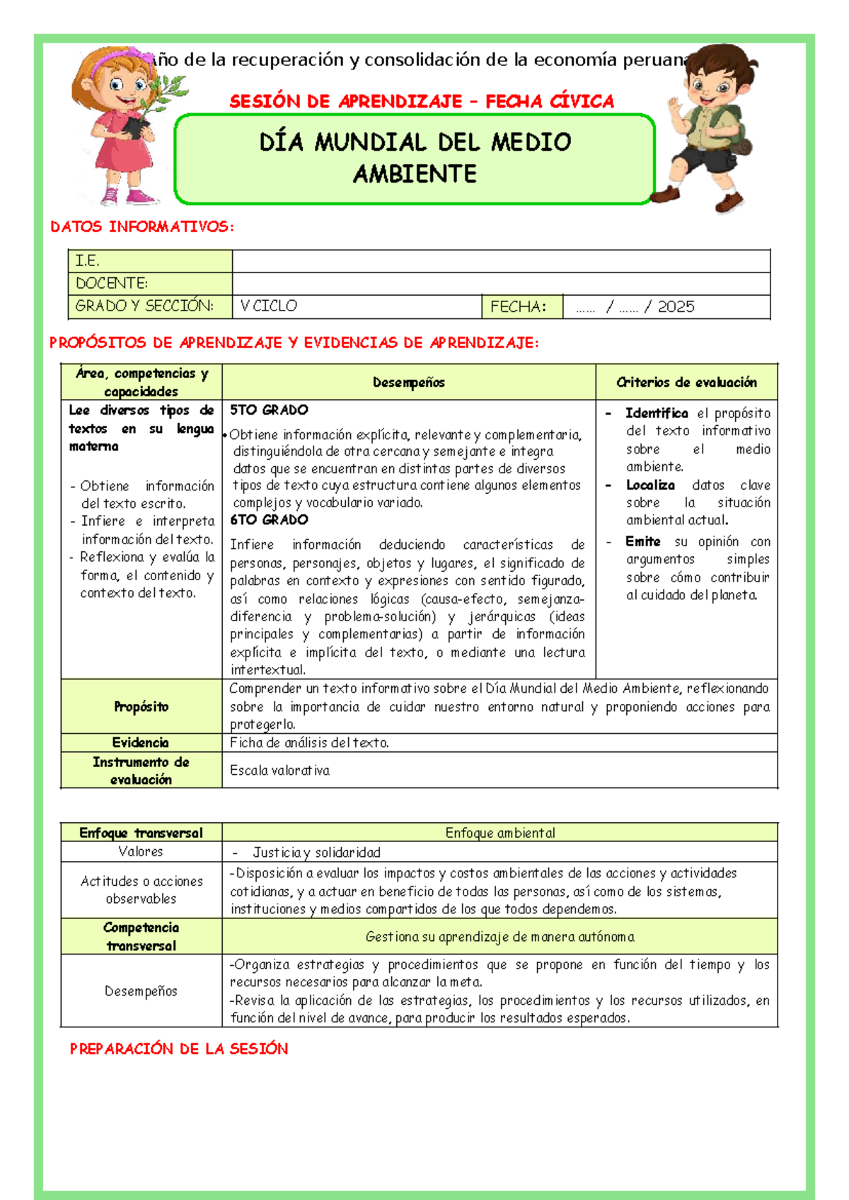 SES-JUEV- Actividades de Aprendizaje sobre el Día Mundial del Medio ...
