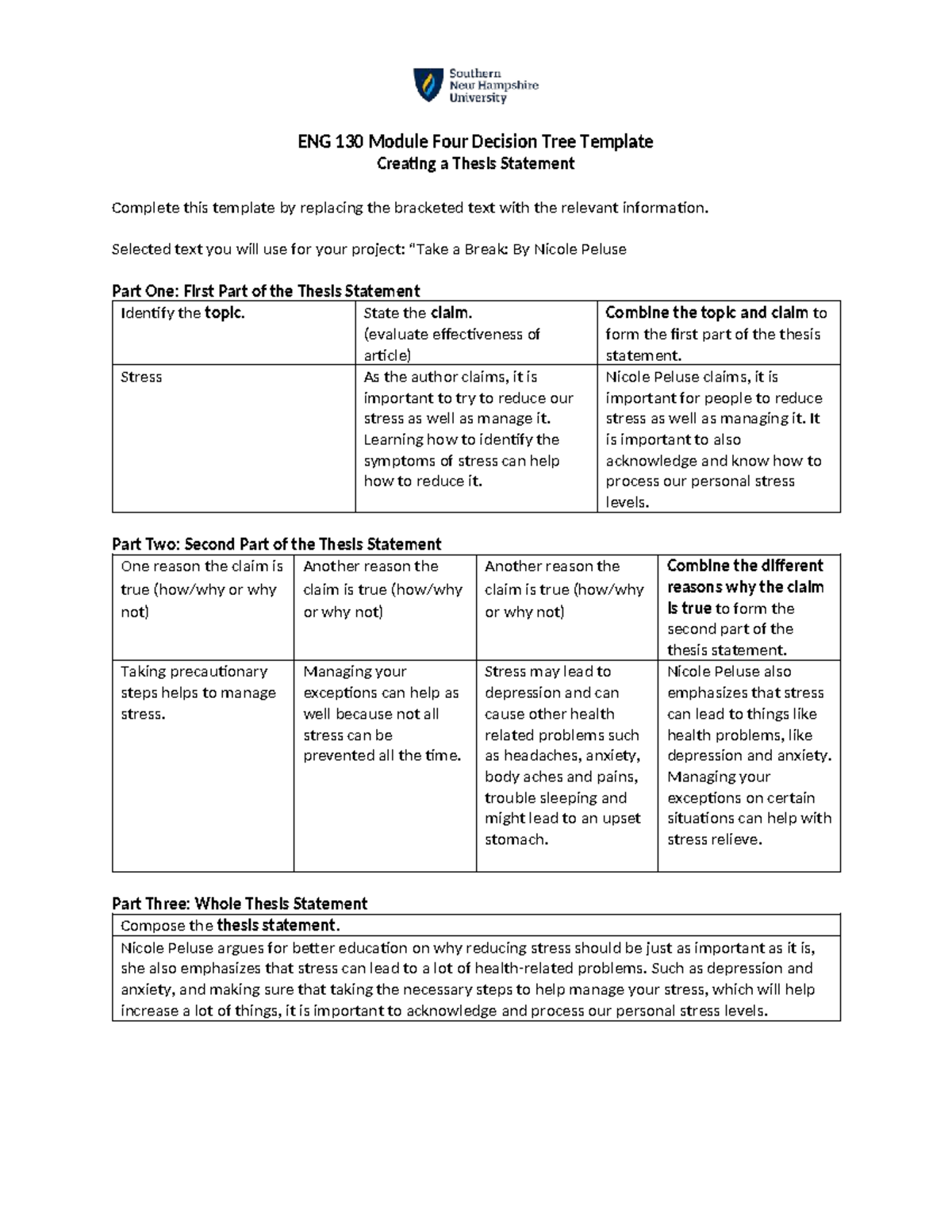 ENG 130 Module 4 Thesis Statement Development Template - Studocu