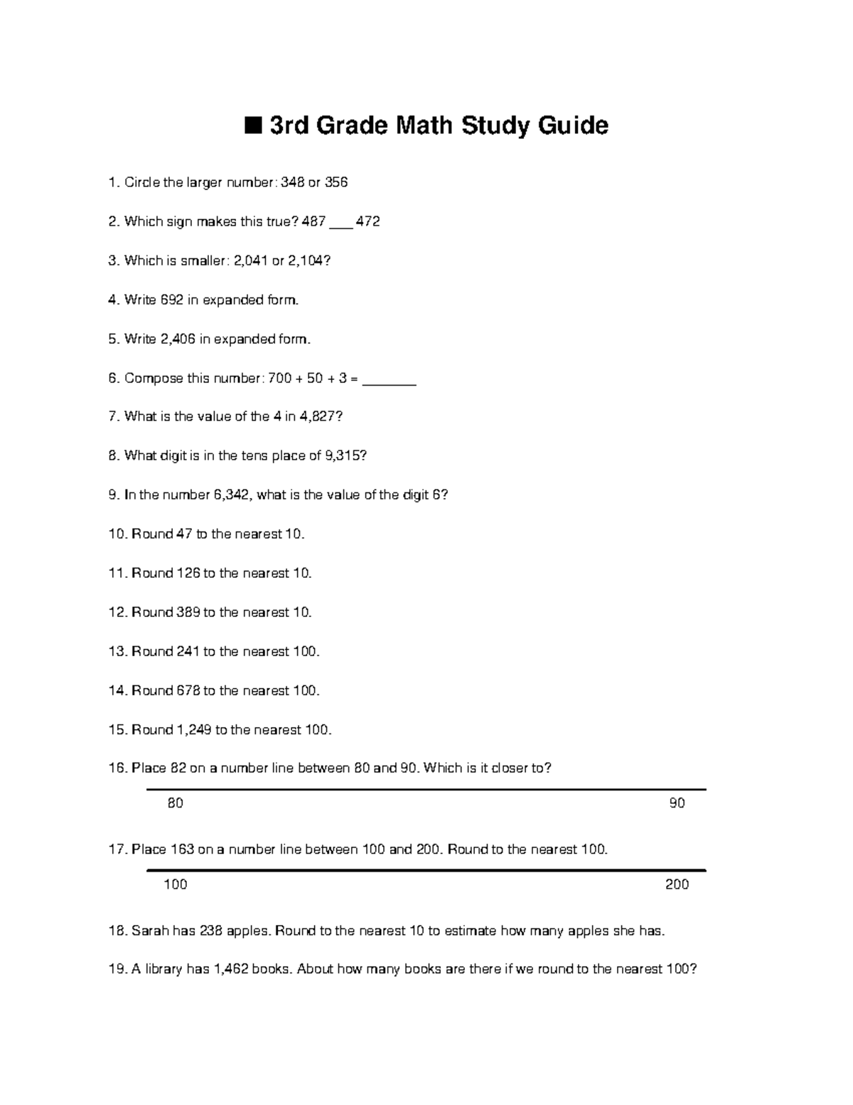 3rd Grade Math Study Guide: Key Concepts & Practice Problems - Studocu