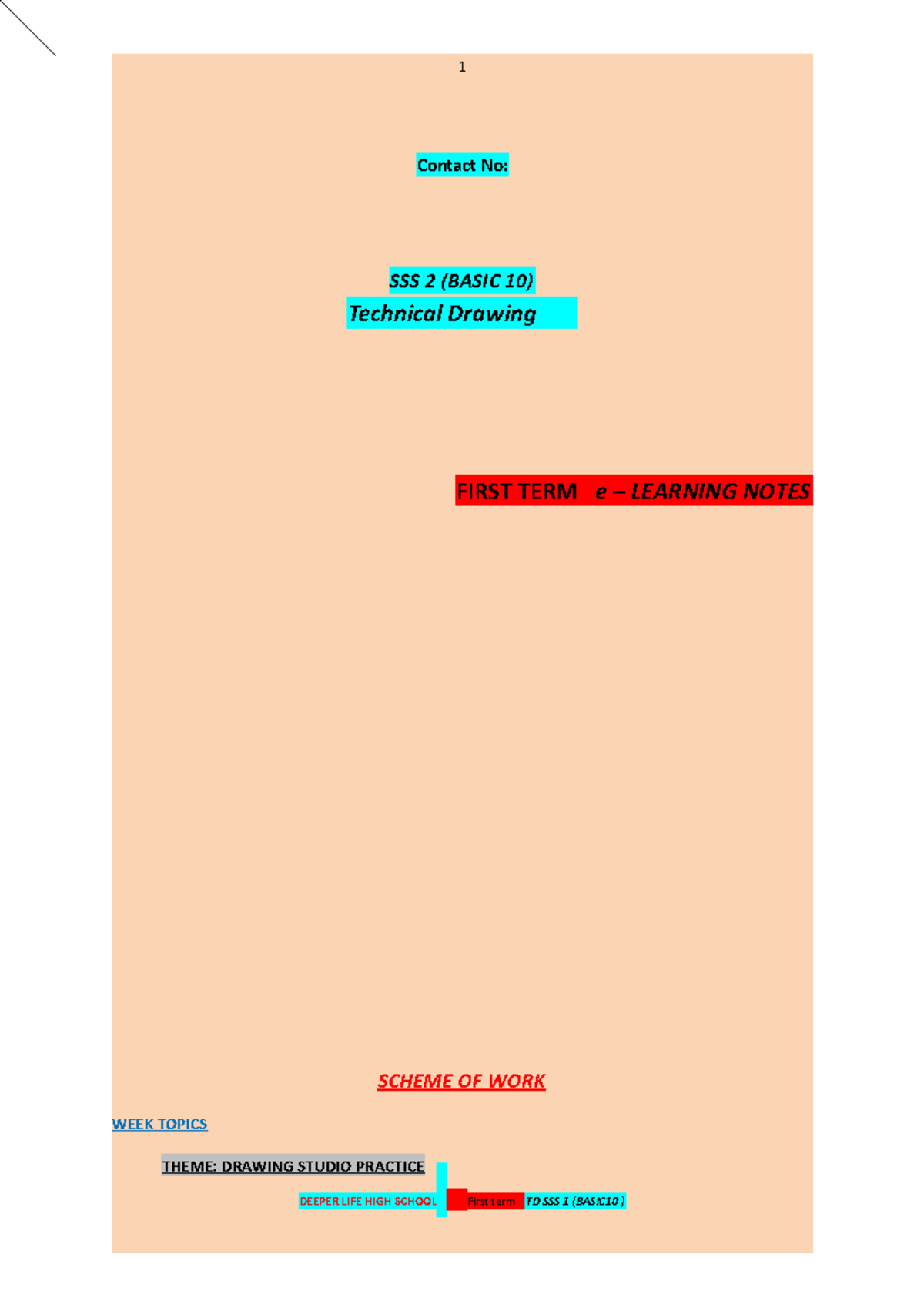 SS1 1ST TERM E-LEARNING NOTES ON TECHNICAL DRAWING - Studocu