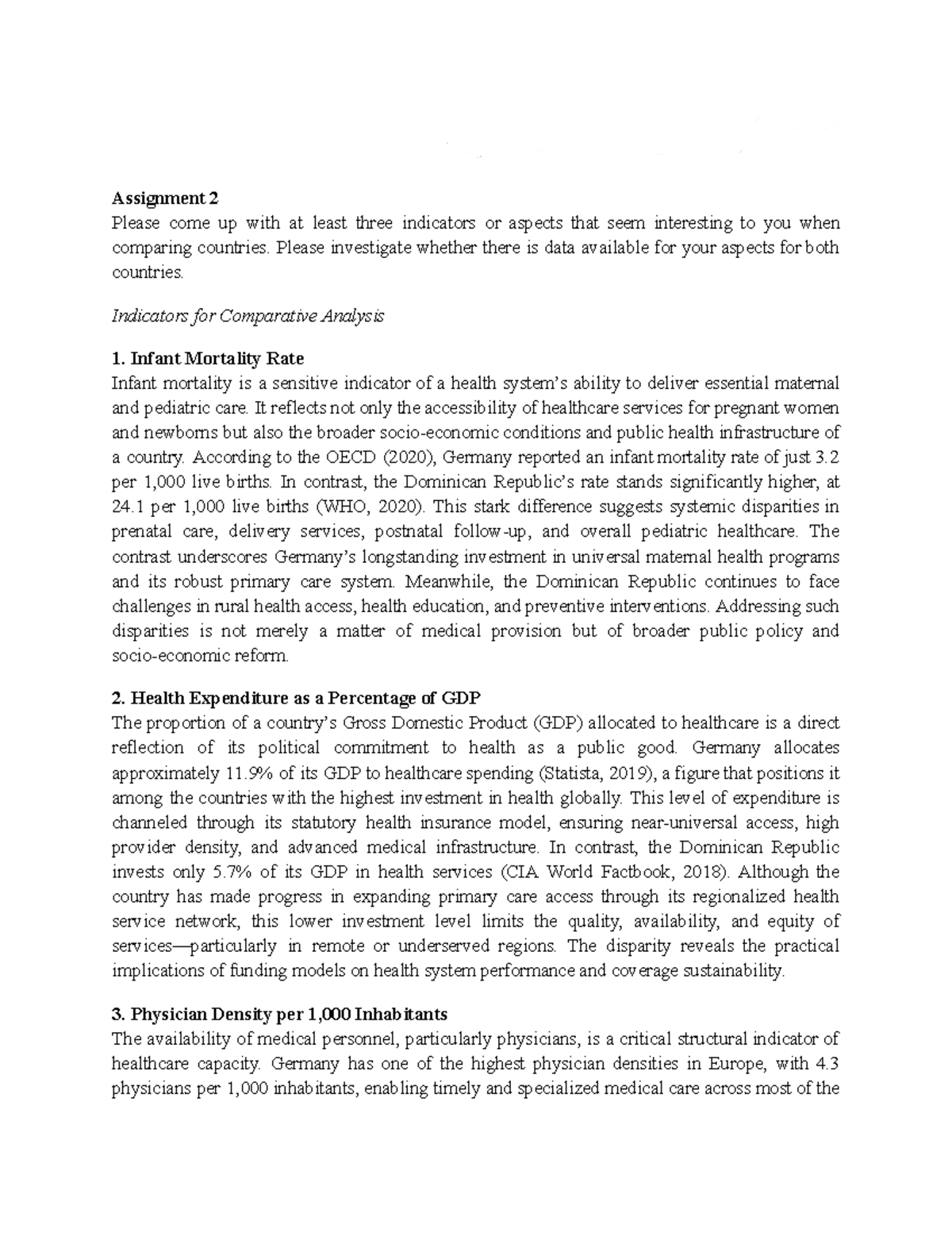 Comparative Analysis of Health Indicators: Assignment 2 - Demencia ...