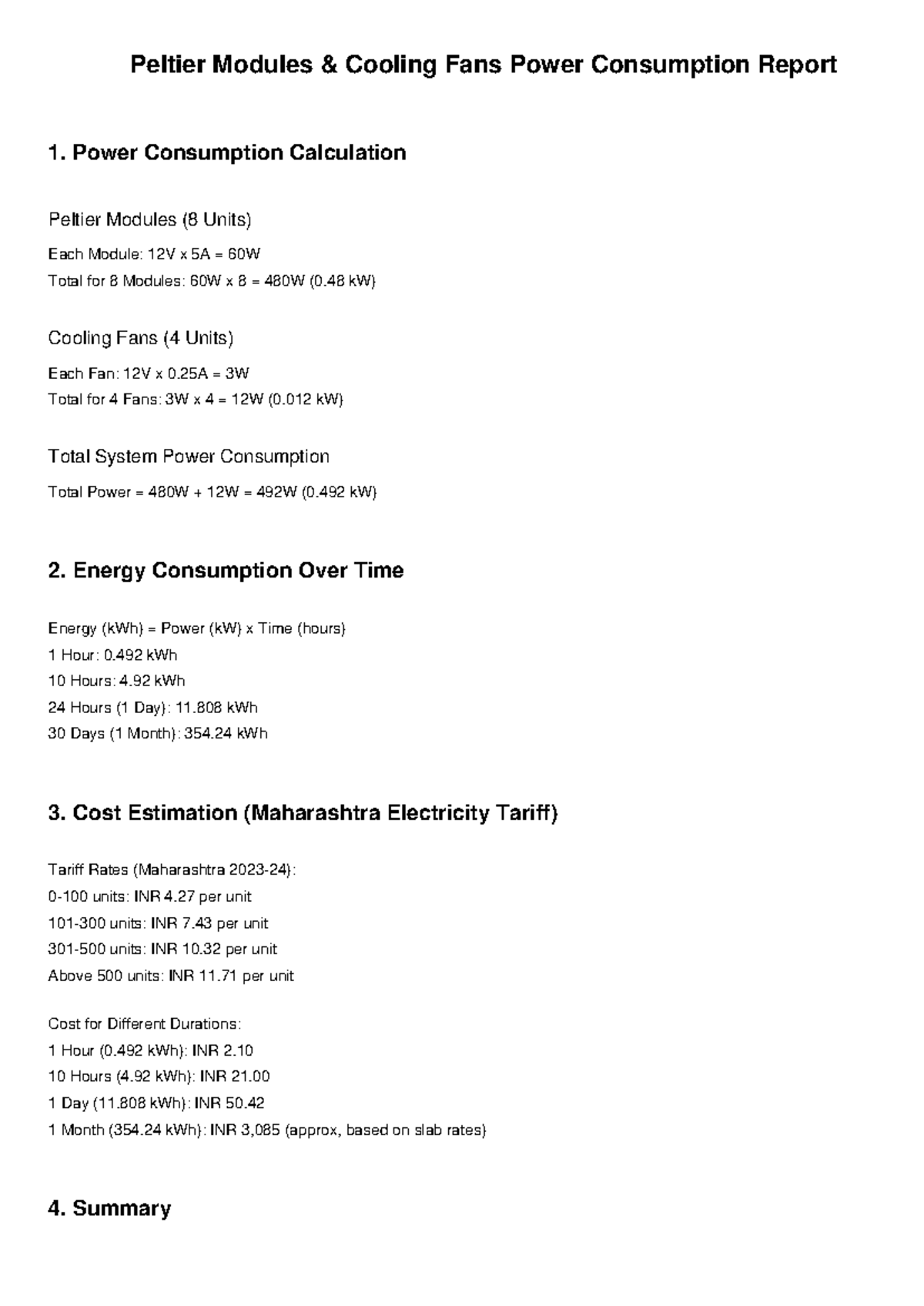 Peltier Module Consumption Report - Peltier Modules & Cooling Fans ...