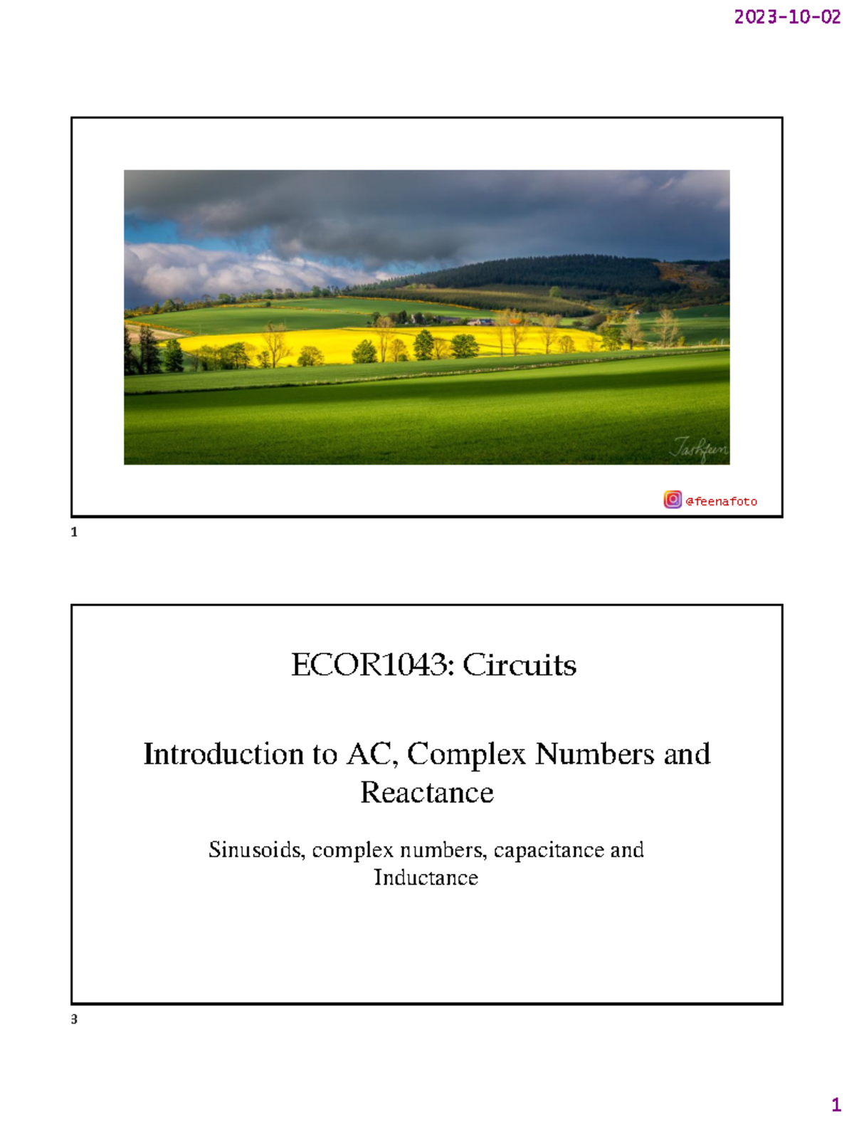 9. Introduction to AC F23 - @feenafoto Introduction to AC, Complex ...