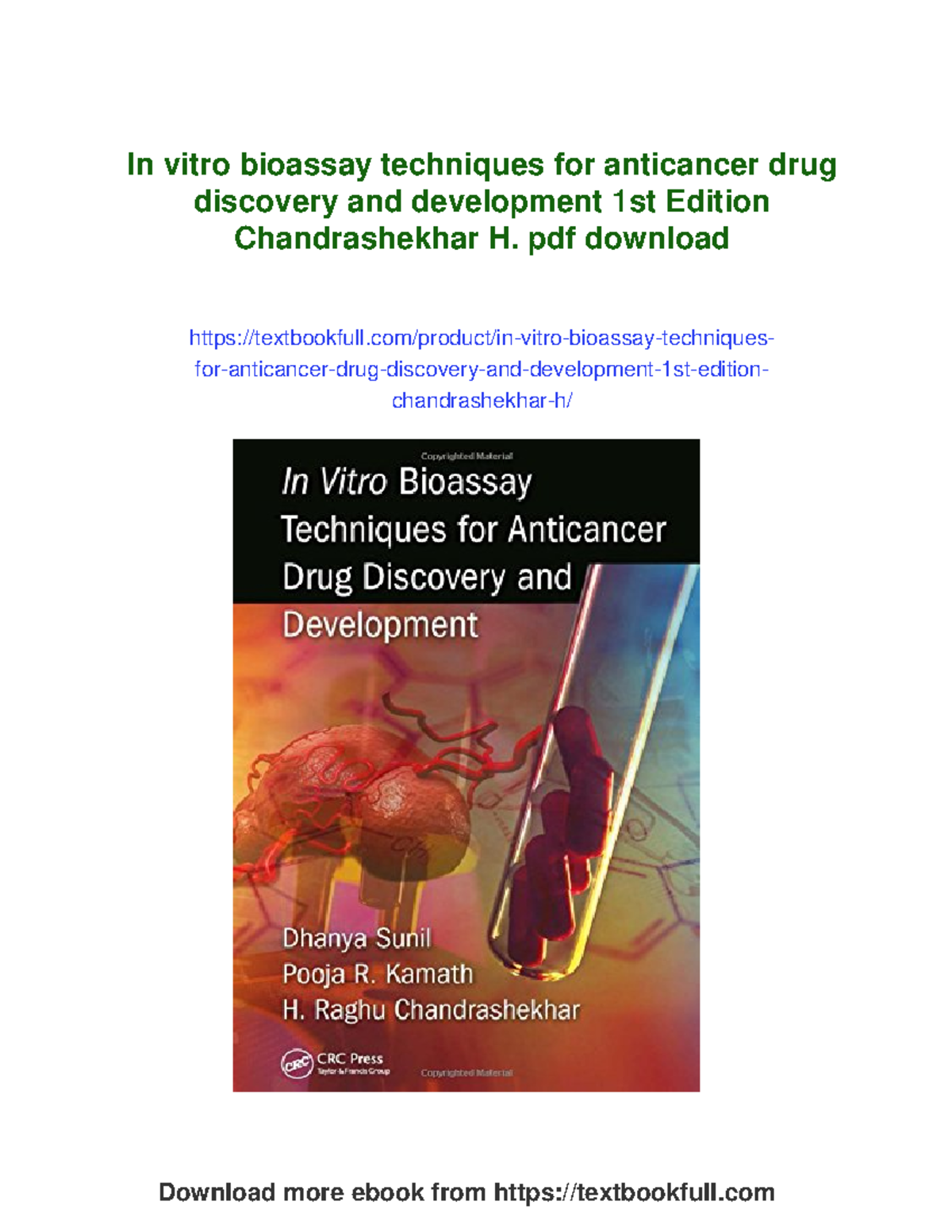 In Vitro Bioassay Techniques for Anticancer Drug Discovery (PHAR 101 ...