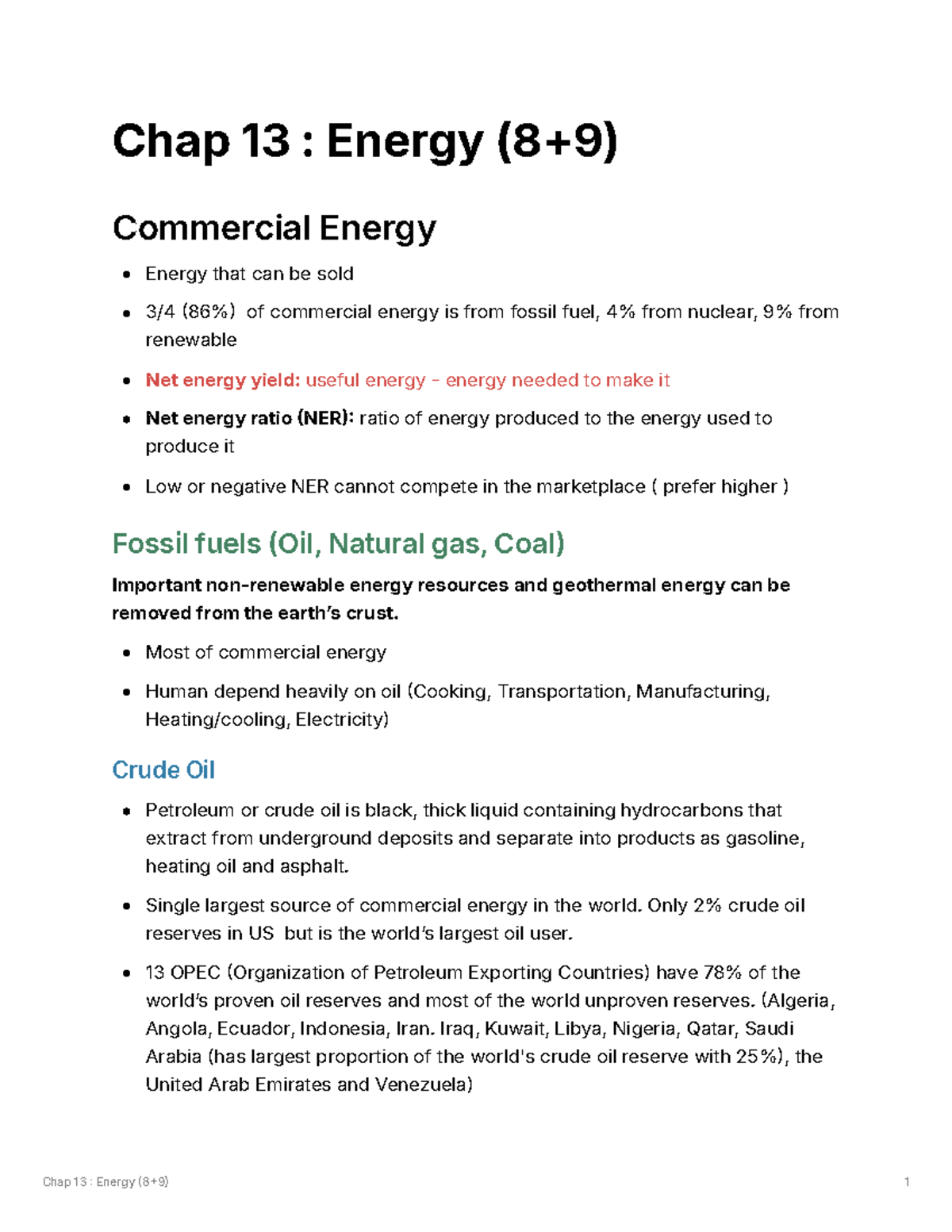Chap 13: Energy - Commercial Energy Sources and Their Impacts - Studocu