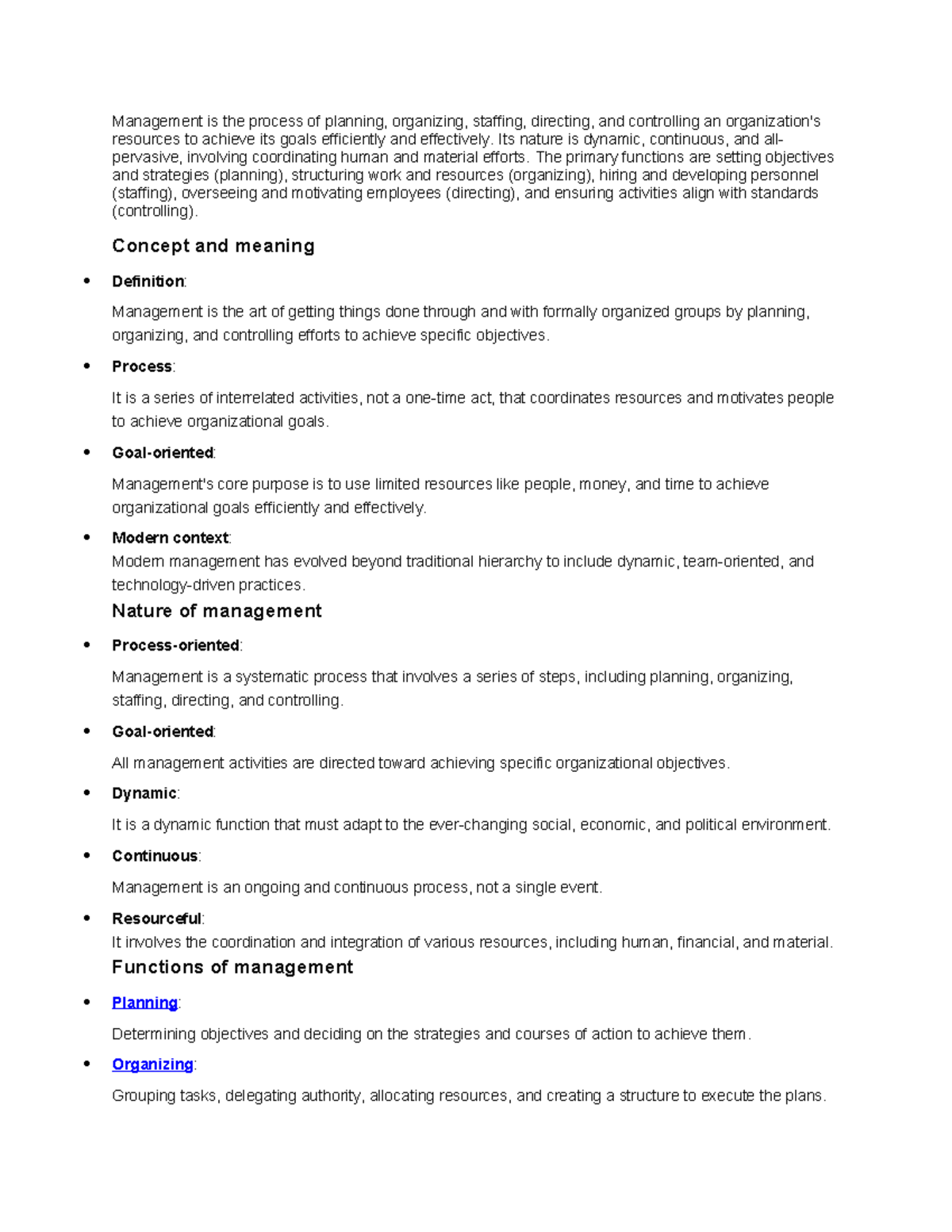 MS UNIT-I - Class Notes on Management Principles and Functions - Studocu