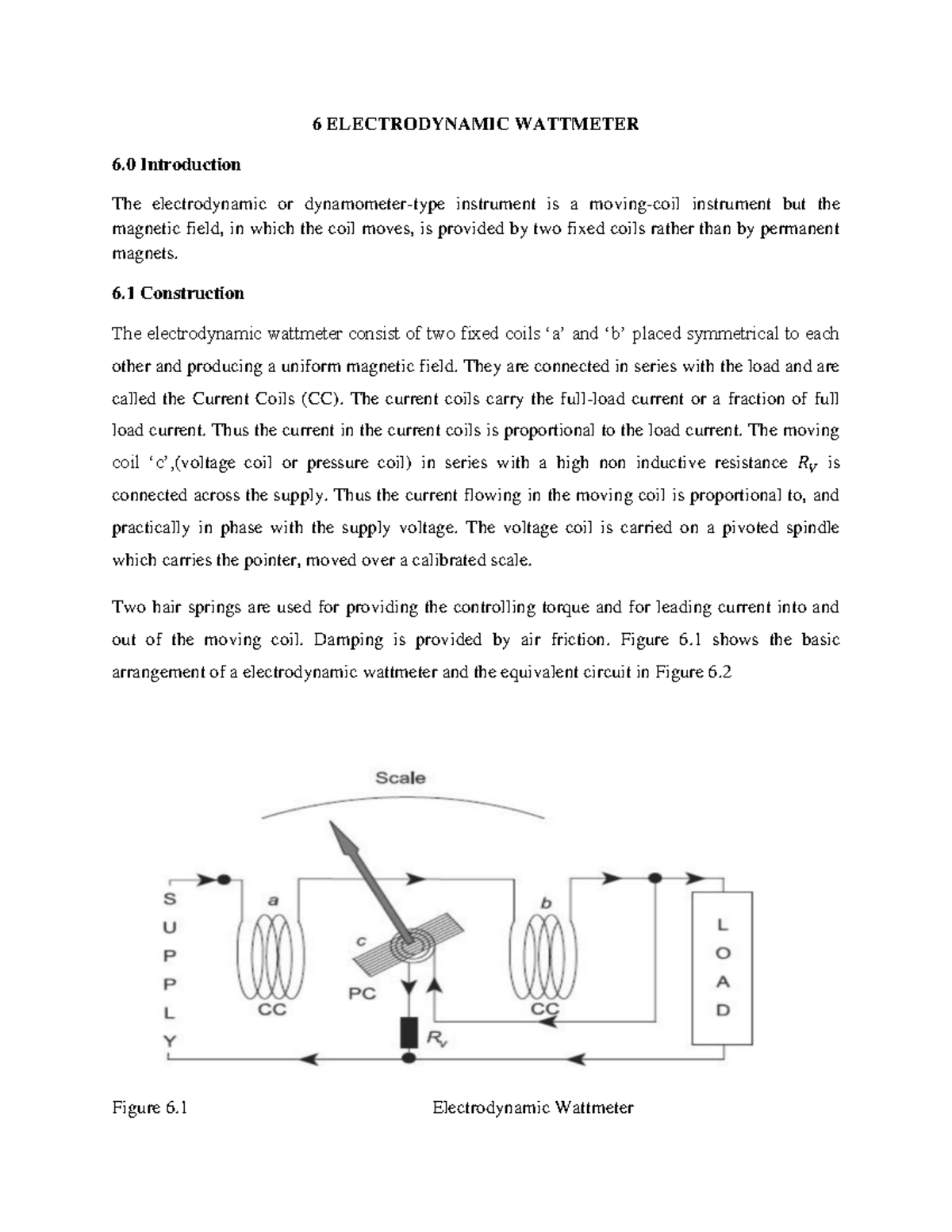 6.0 Electrodynamic Wattmeter - 6 ELECTRODYNAMIC WATTMETER 6 ...
