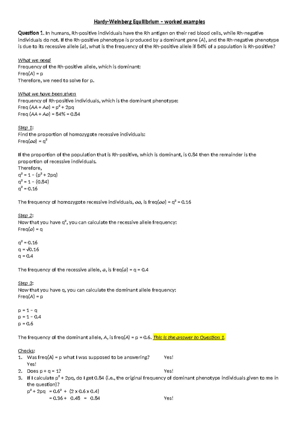 BS2470 BS5470 - Worked Examples for Hardy-Weinberg Equilibrium ...