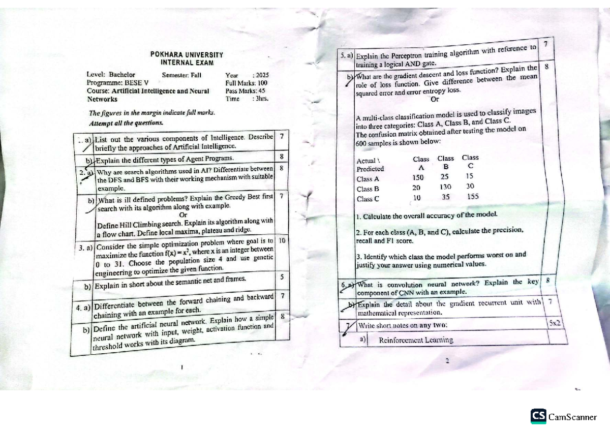 PU Internal Exam Questions Collection: AI, OS, CN, & Software Design ...