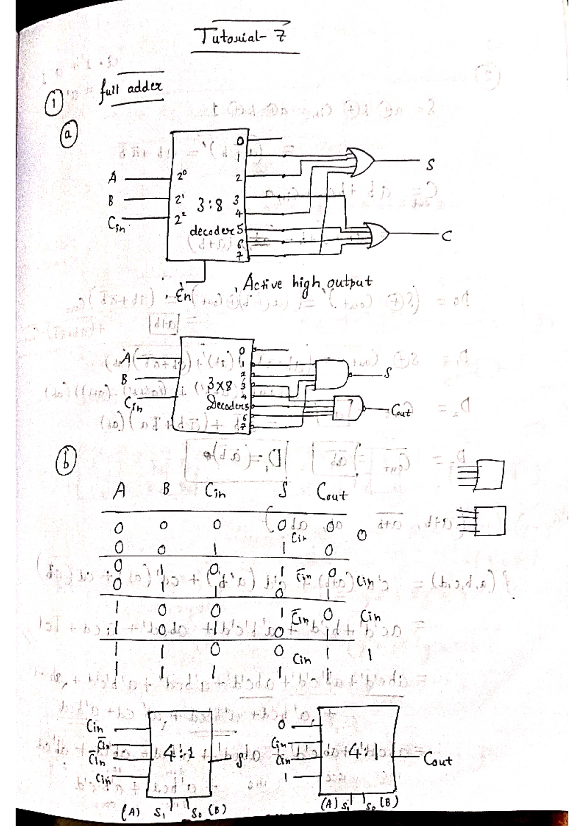 Dec Post Midsem 1 - Tutorial Notes on Full Adders and Logic Circuits ...