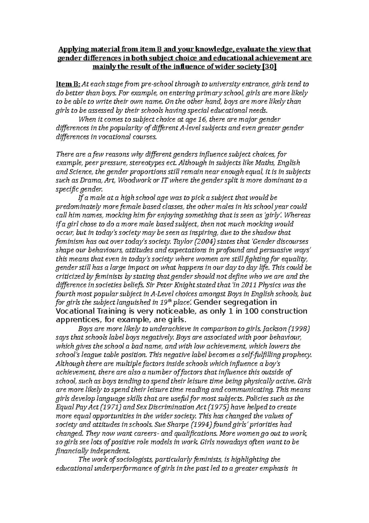 Gender Differences in Education - Assignment 1 Analysis - Studocu