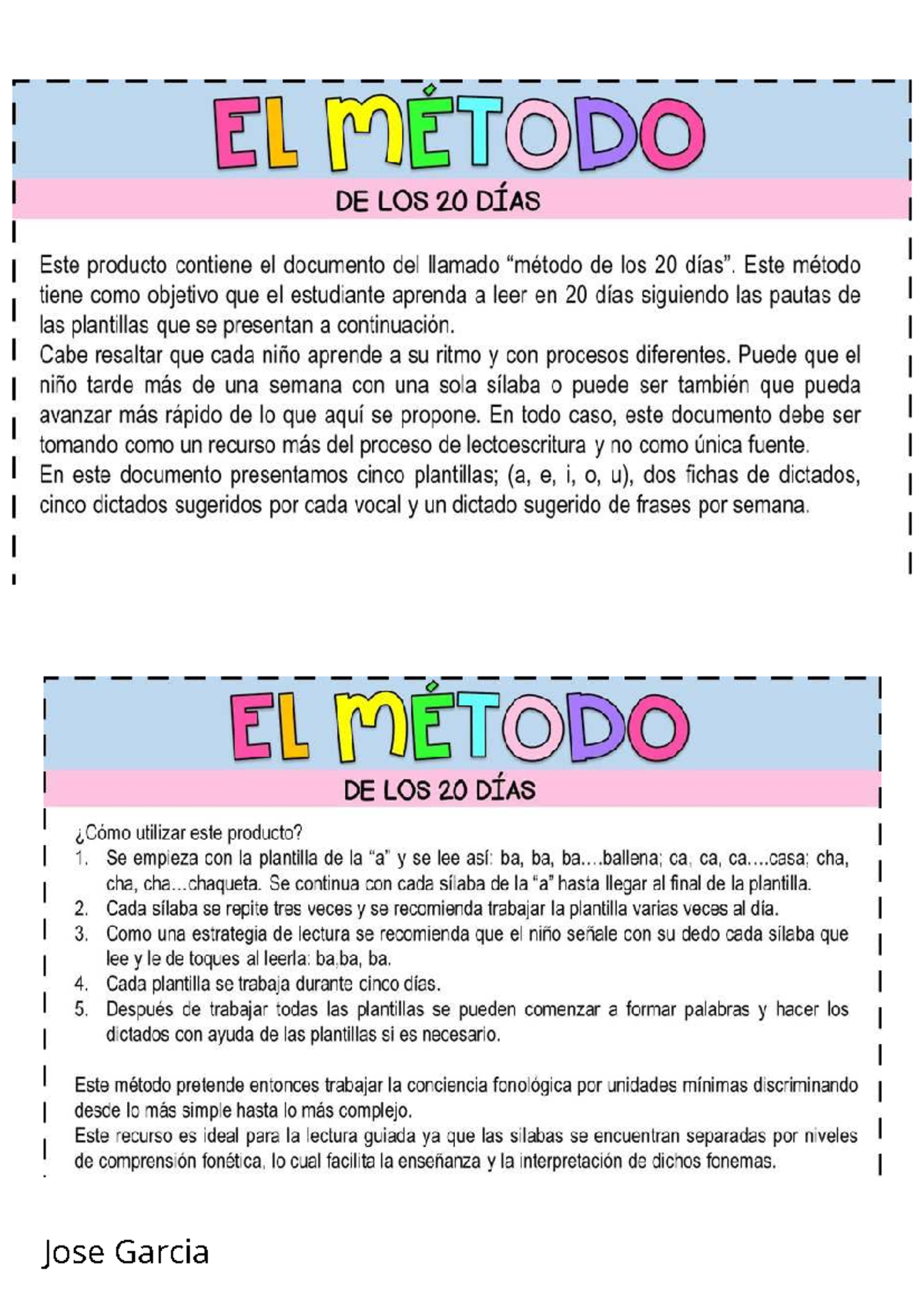 Aprende a Leer en 20 Días: Método y Recursos para Estudiantes - Studocu