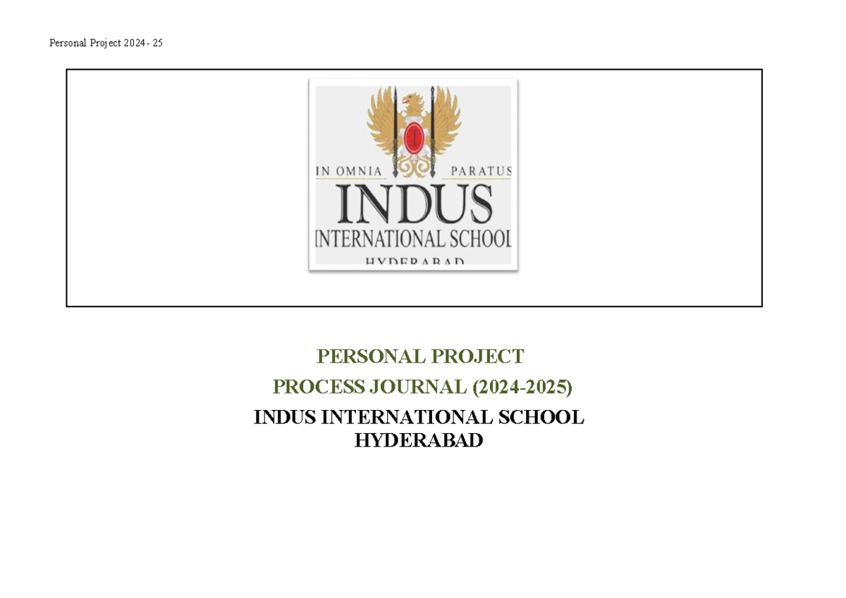 IISH Year 5 Personal Project Process Journal 2024-25 by Geethika ...