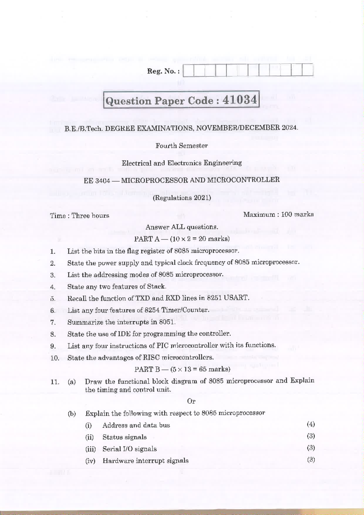 EE 3404 Final Exam Question Paper - Microprocessor & Microcontroller ...