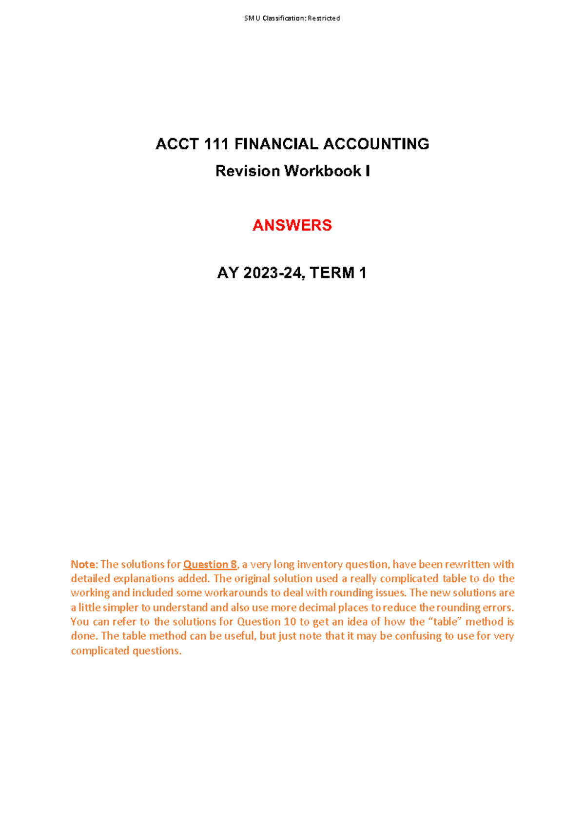 ACCT Financial Accounting Revision Workbook I: Detailed Solutions - Studocu
